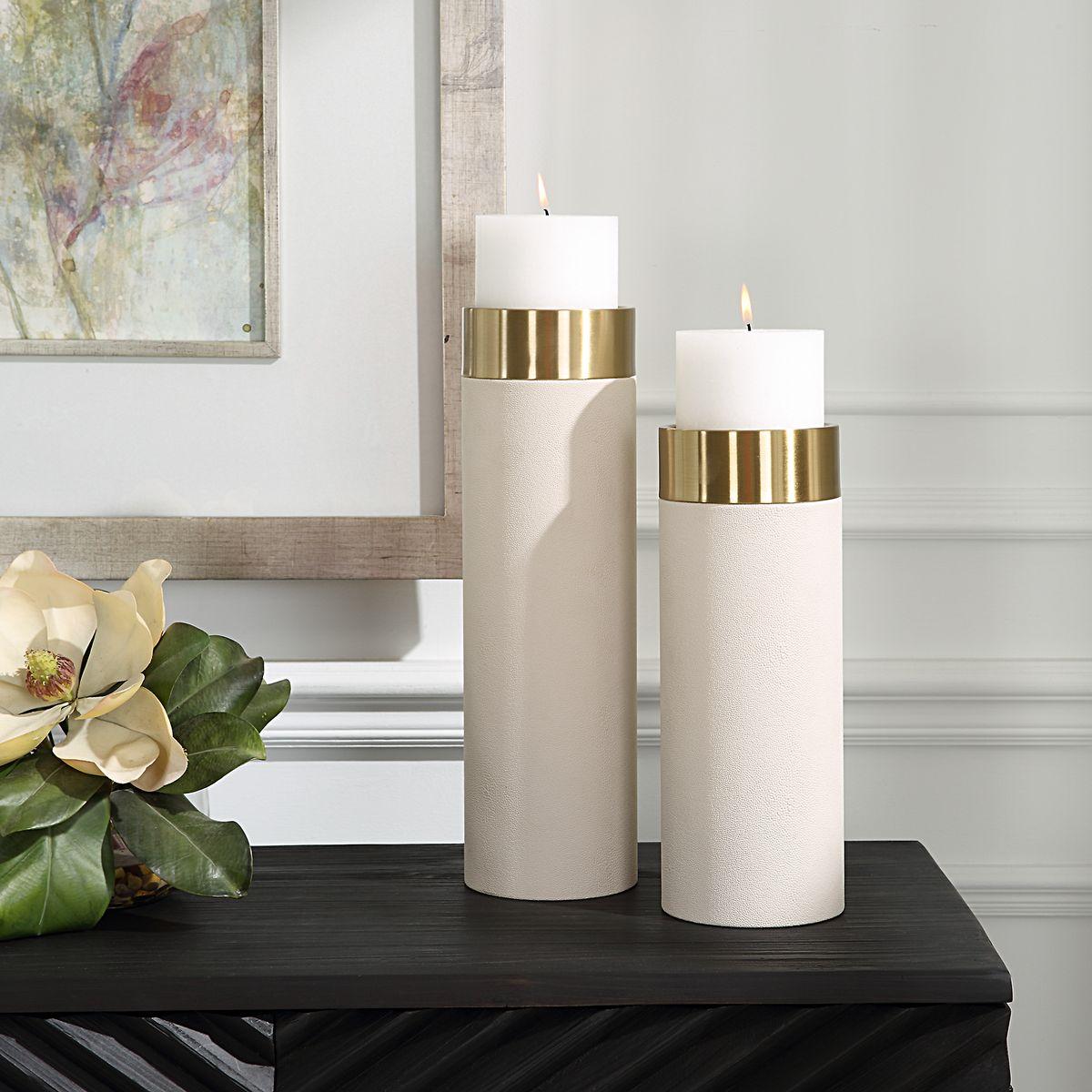 Wessex White Candleholders - Set of 2.