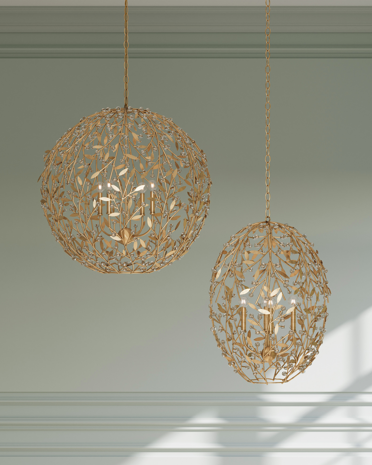 Secret Garden Gold Orb Chandelier.