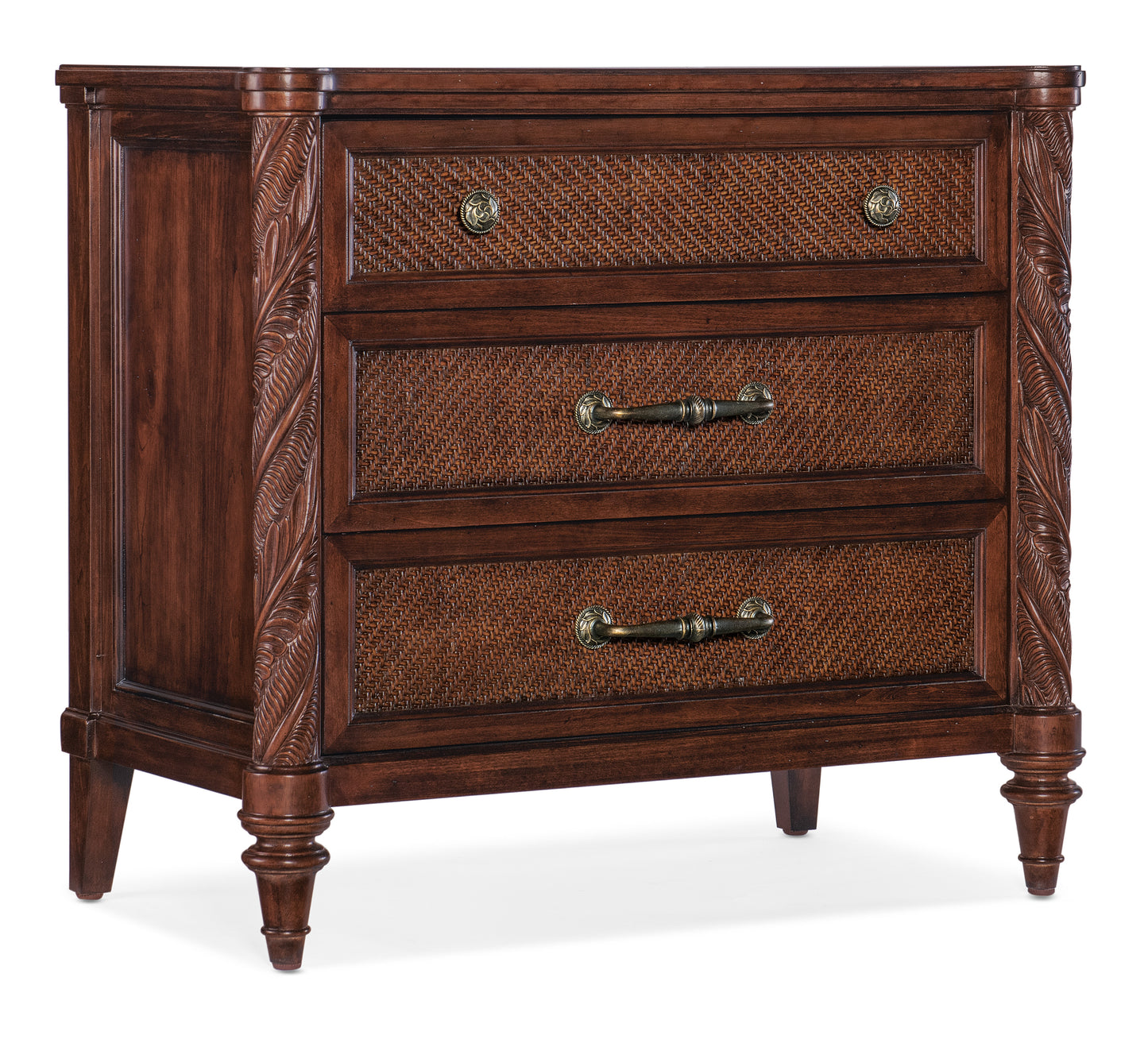 Charleston Three-Drawer Bedroom Nightstand - Maraschino Cherry.
