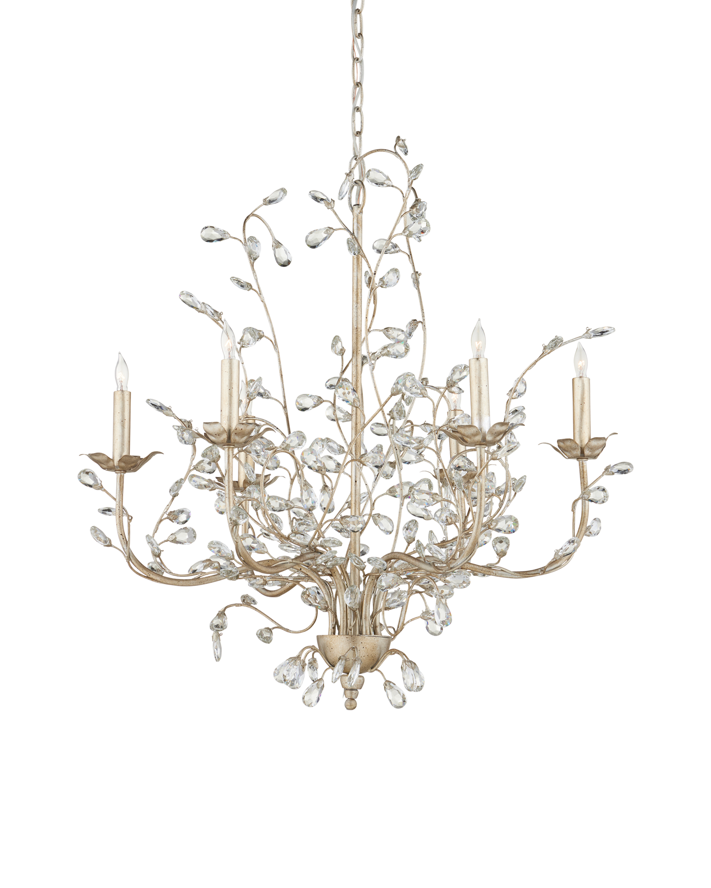 Crystal Bud Medium Silver Chandelier.