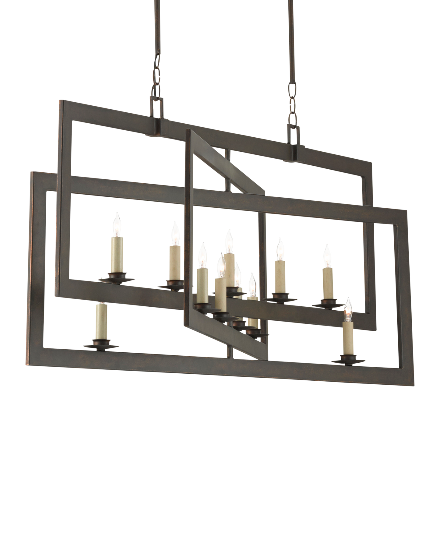 Middleton Rectangular Bronze Chandelier.