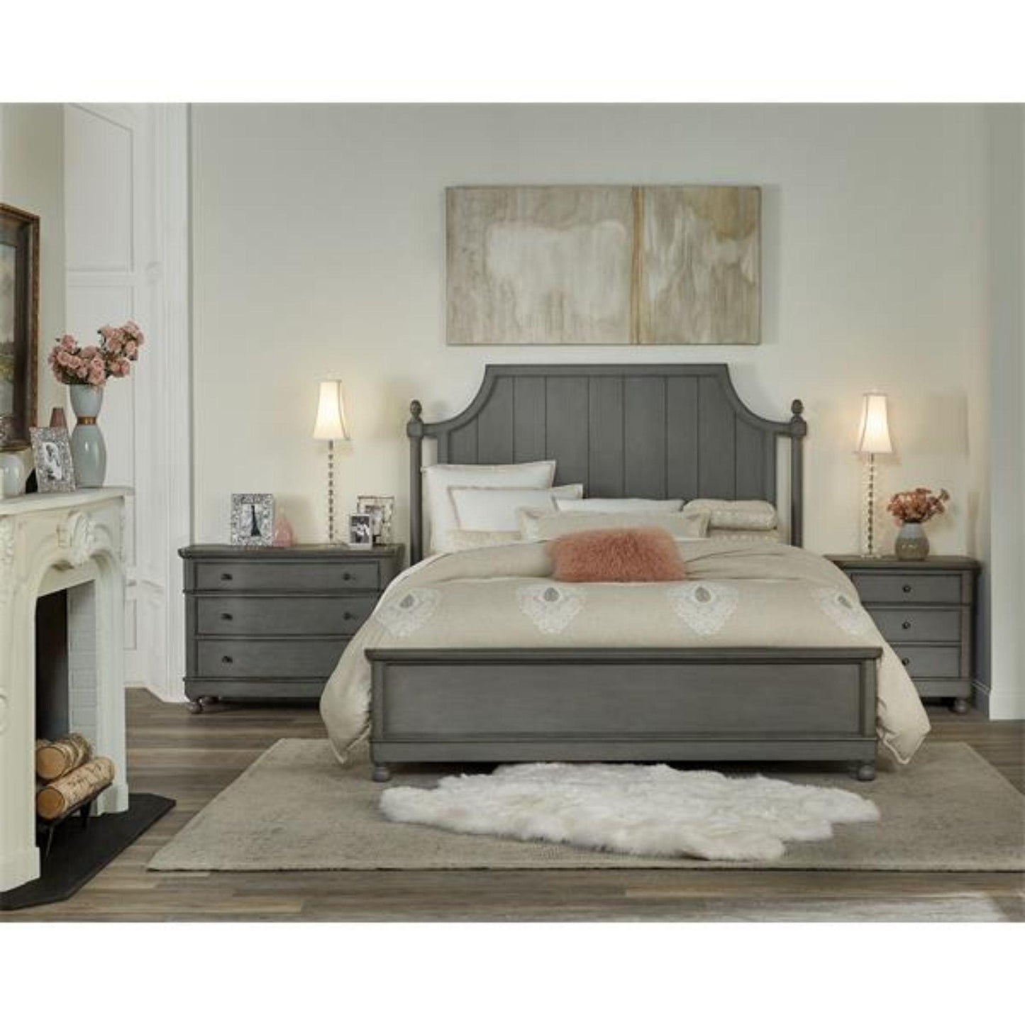 Bella Grigio King Panel Bed.