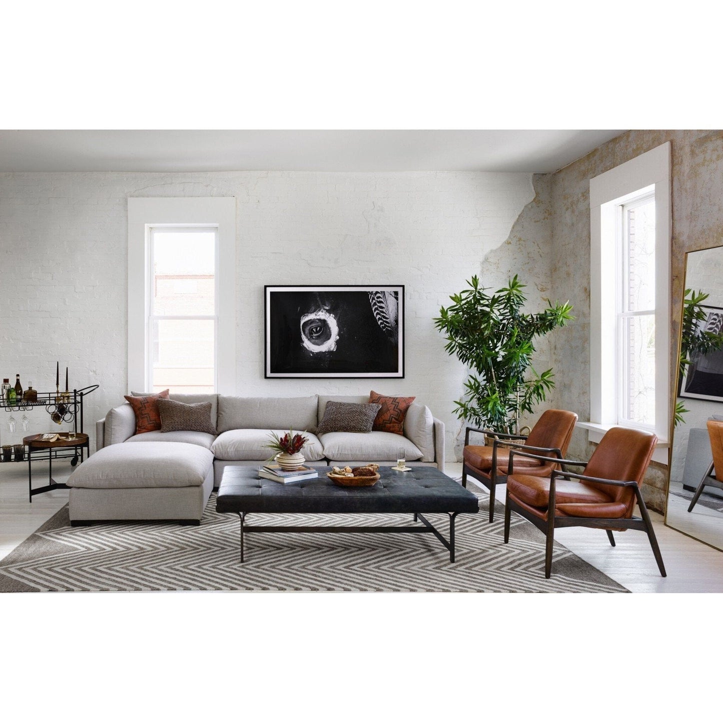 Bellvue Floor Mirror - Polished Brass.