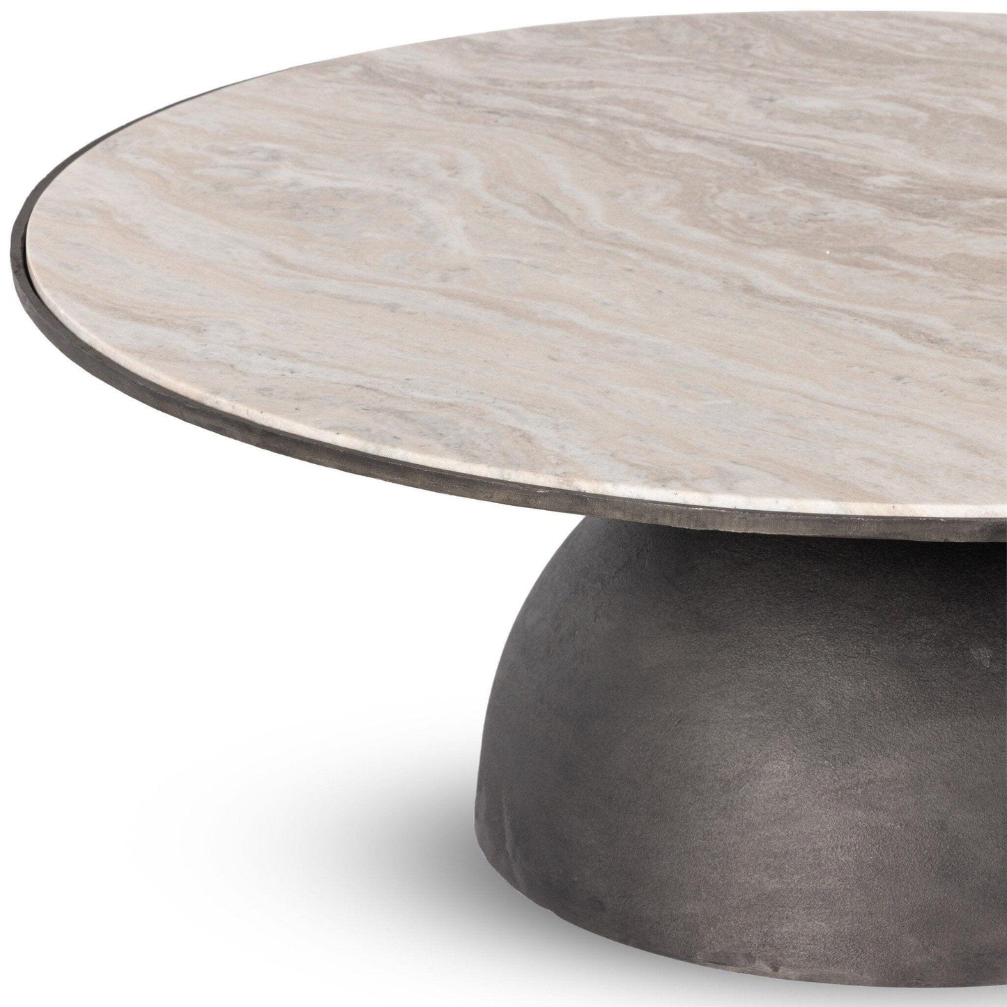 Corbett Large Coffee Table - Creamy Taupe Marble.