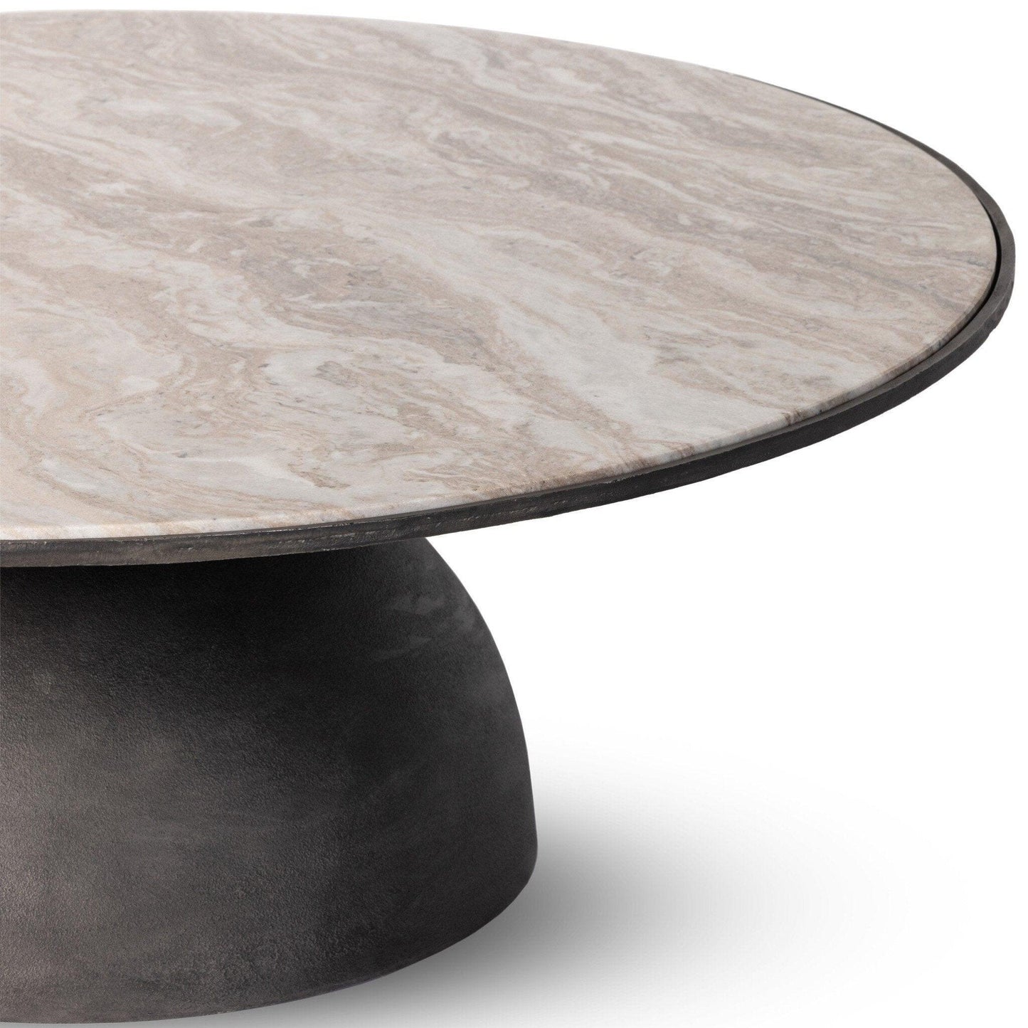 Corbett Large Coffee Table - Creamy Taupe Marble.