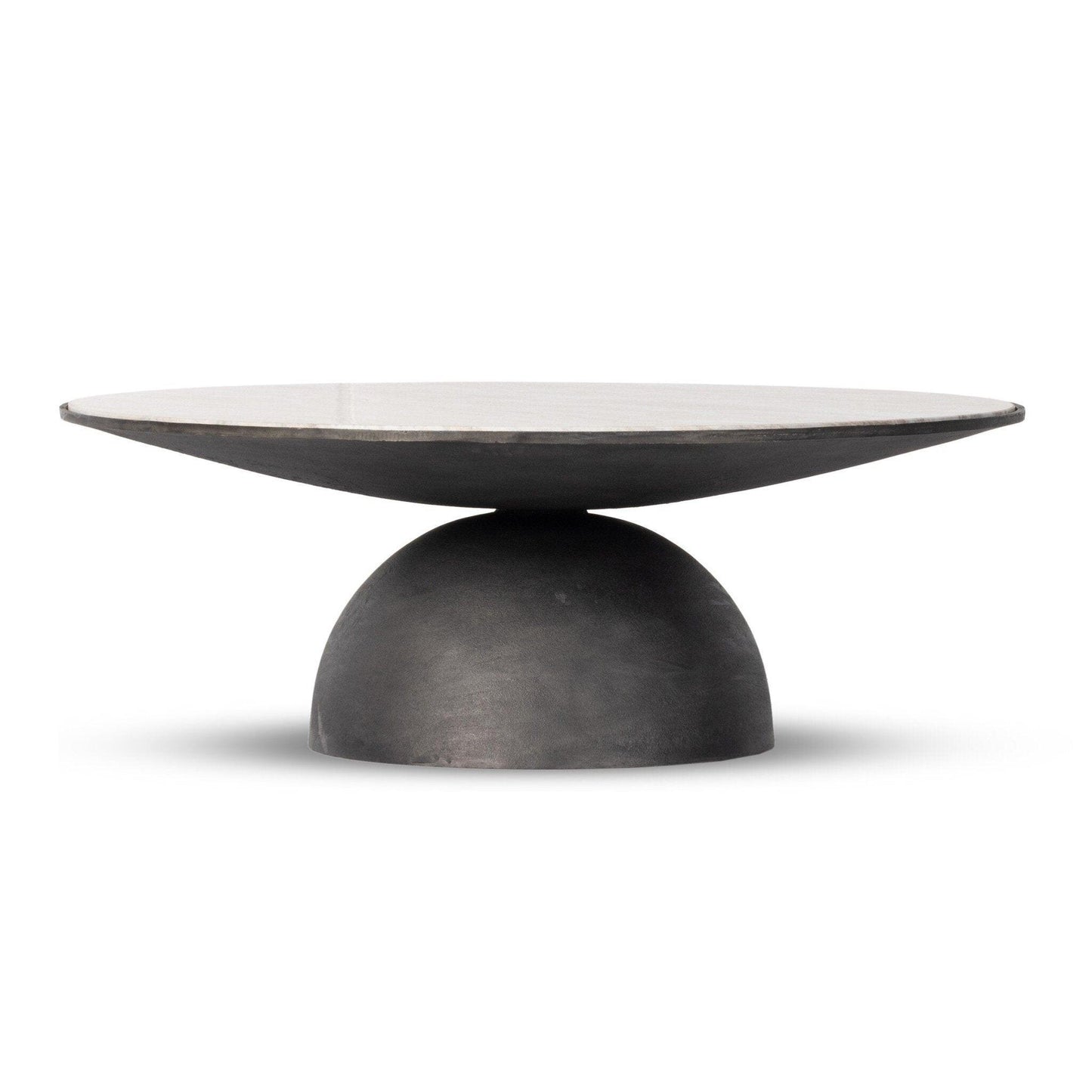 Corbett Large Coffee Table - Creamy Taupe Marble.
