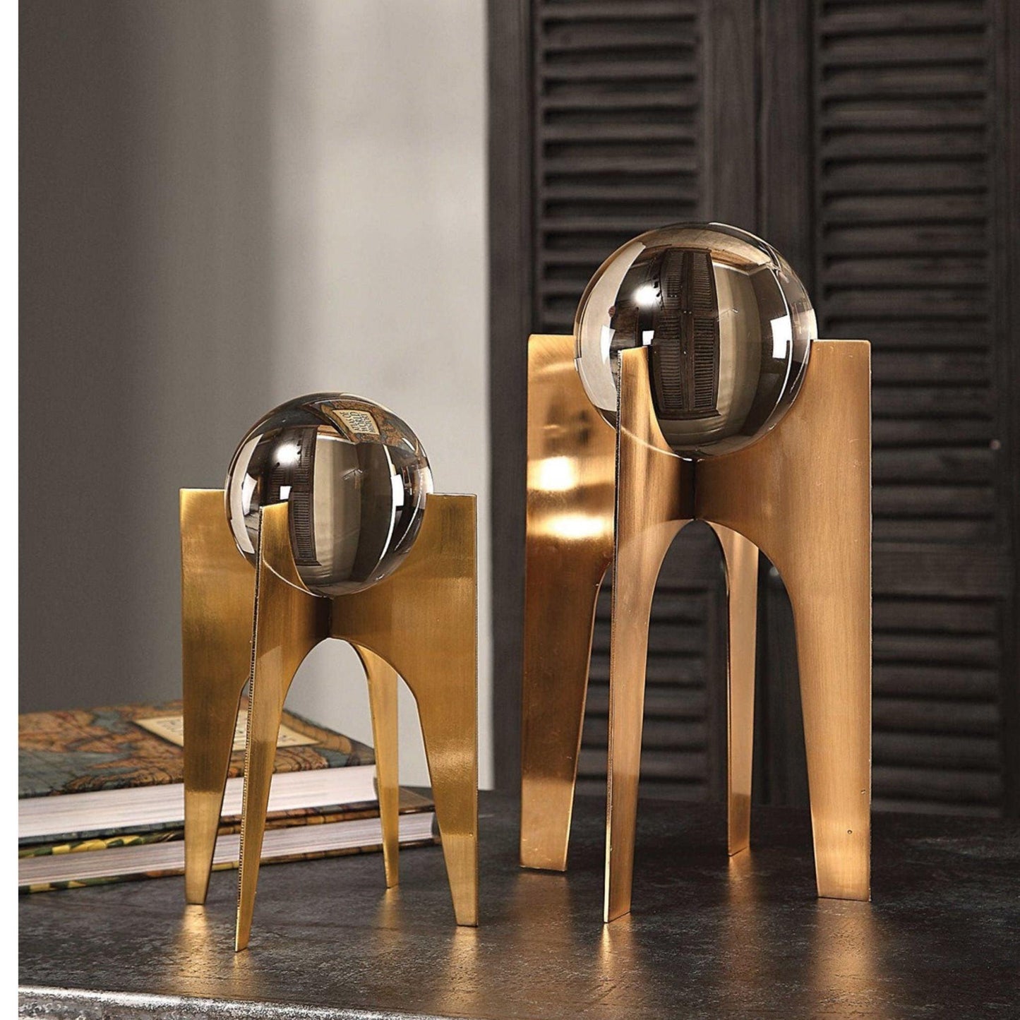 Ellianna Crystal Spheres - Copper Bronze, 2-Piece Set.