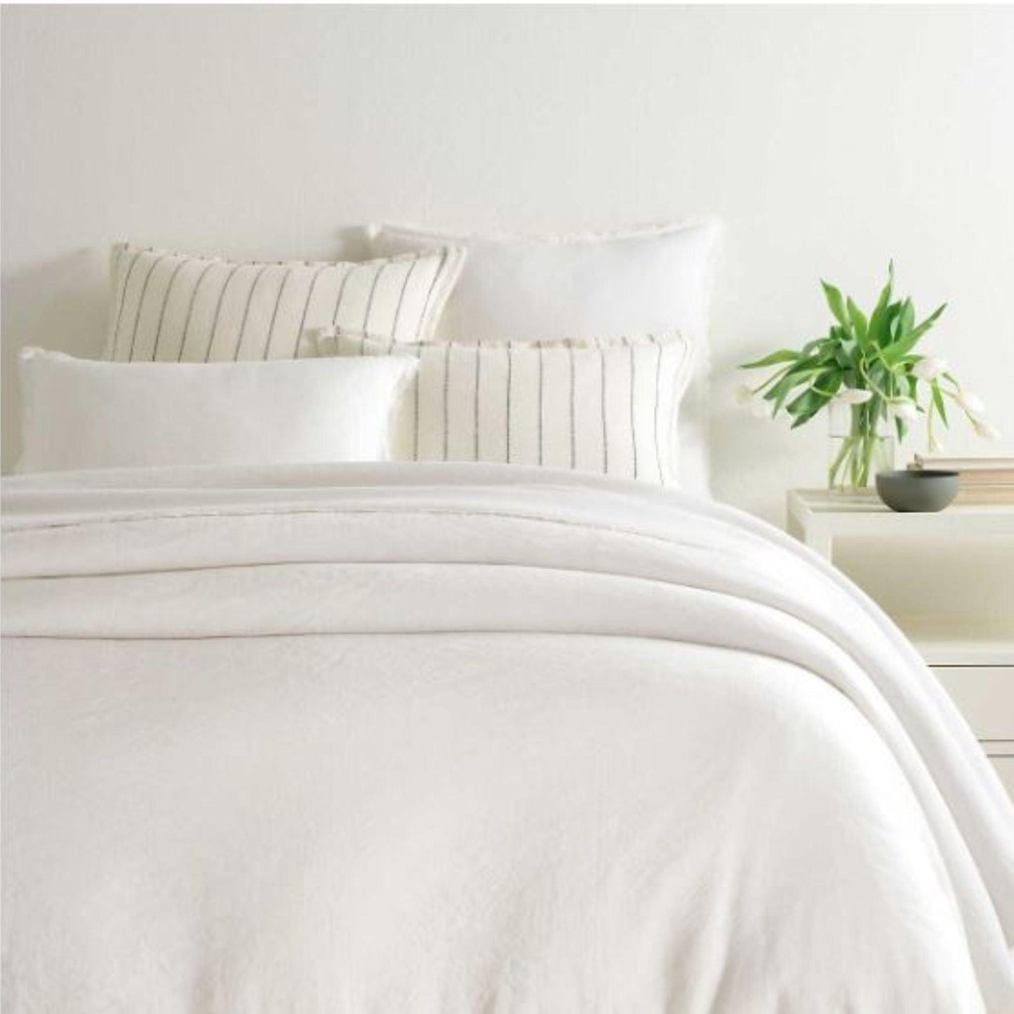 Faye Linen Dove White Duvet Cover - Twin.