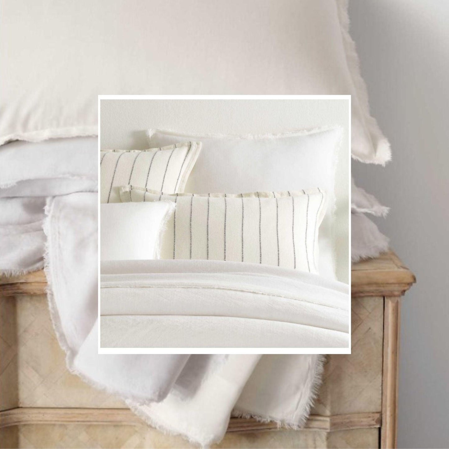 Faye Linen Dove White Sham - Standard.