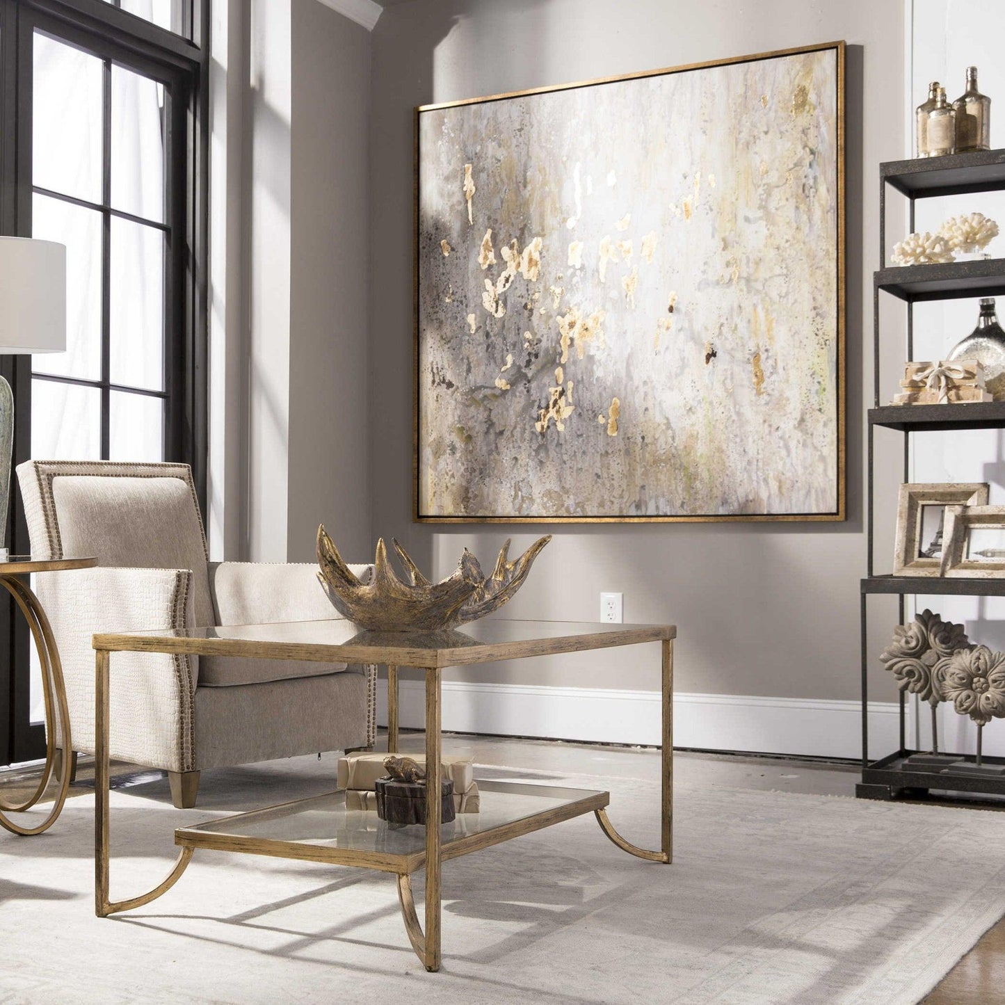 Golden Raindrops Modern Abstract Art.