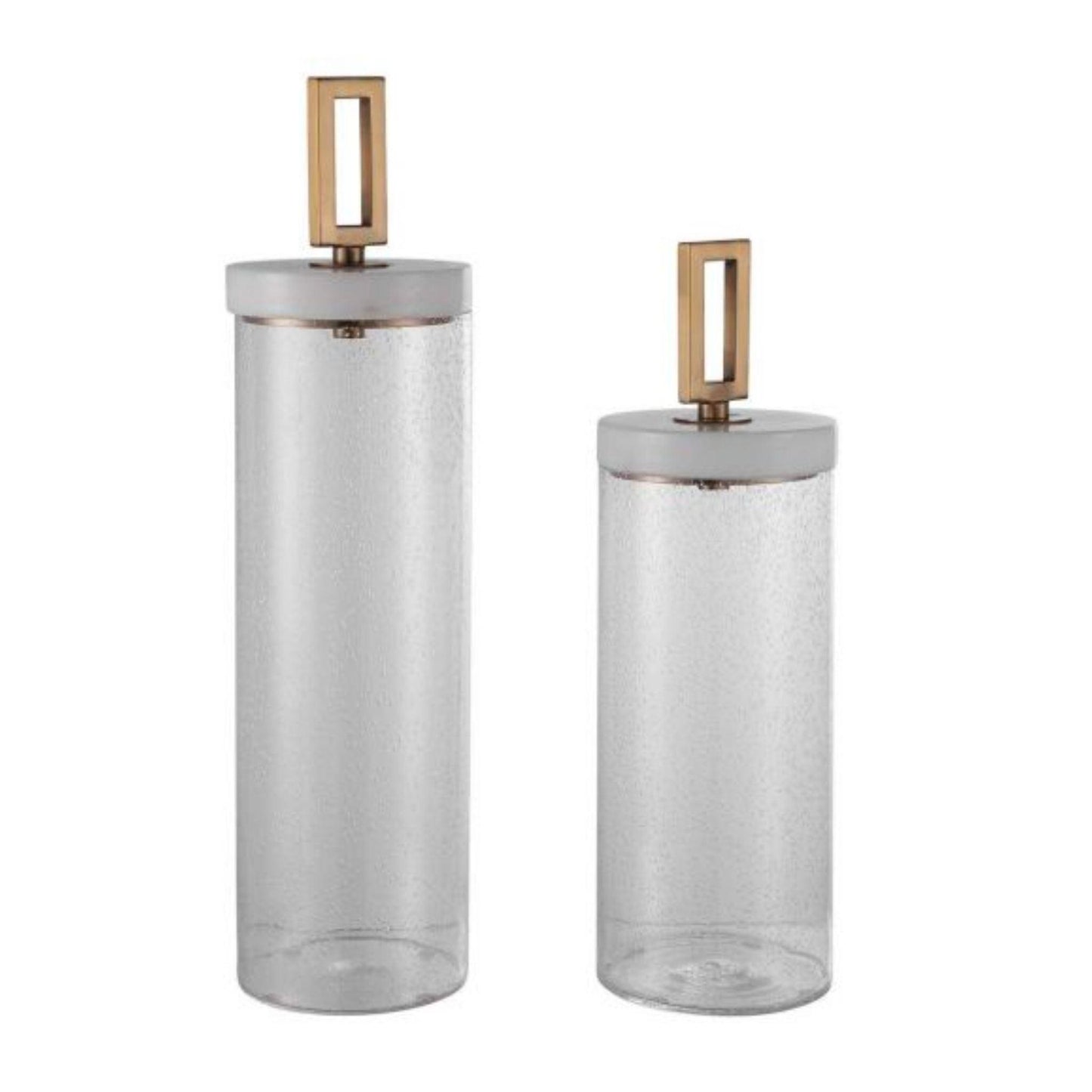 Hayworth Seeded Glass Containers, Set of Two.