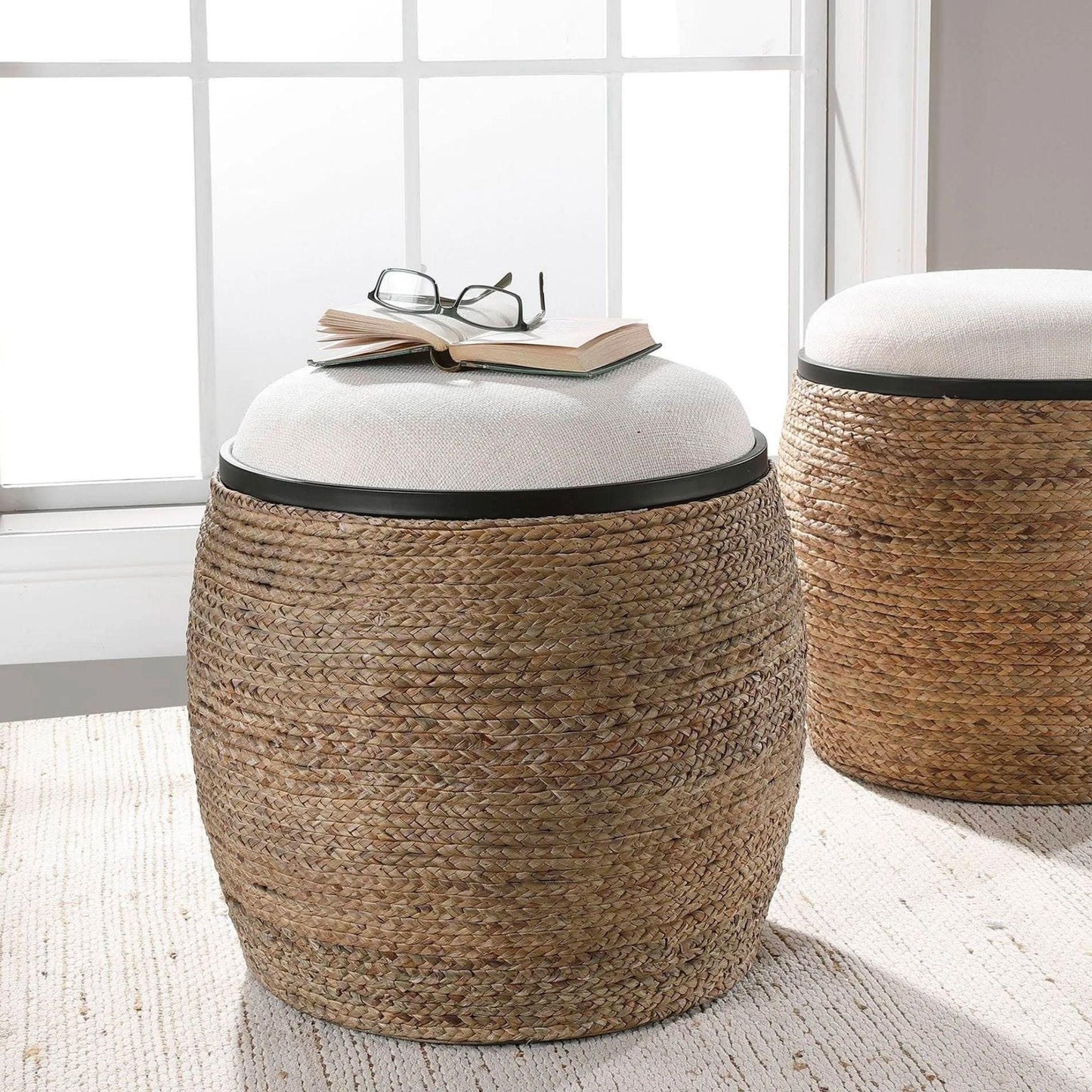Island Straw Accent Stool.