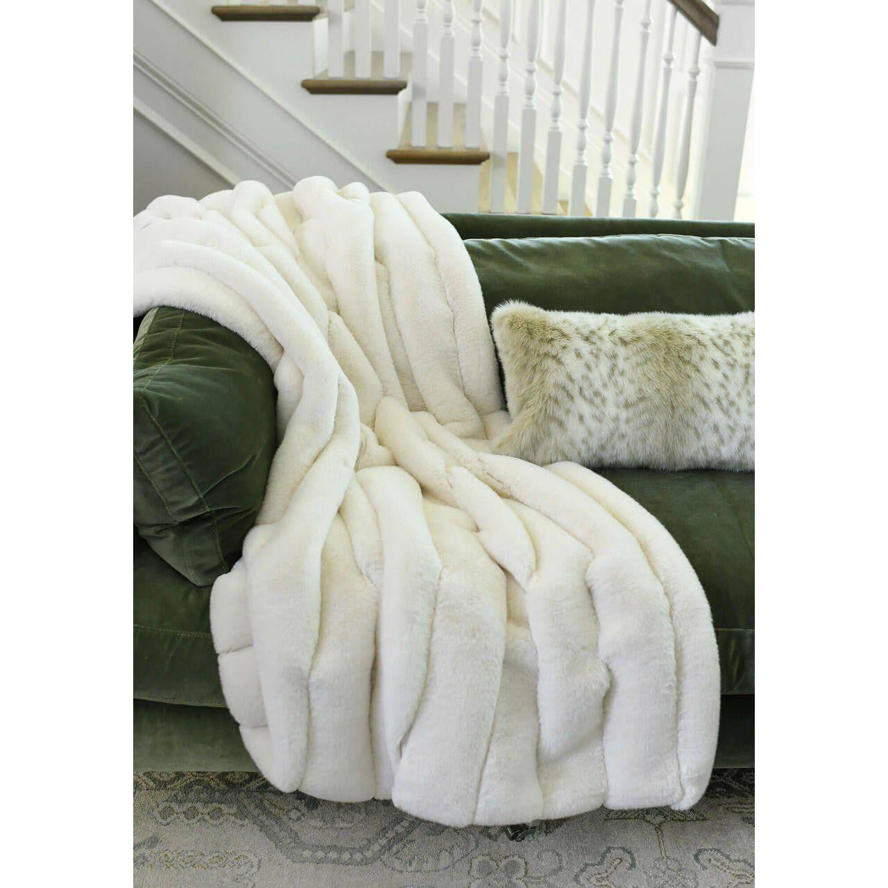 Ivory Faux Fur Posh Throw.