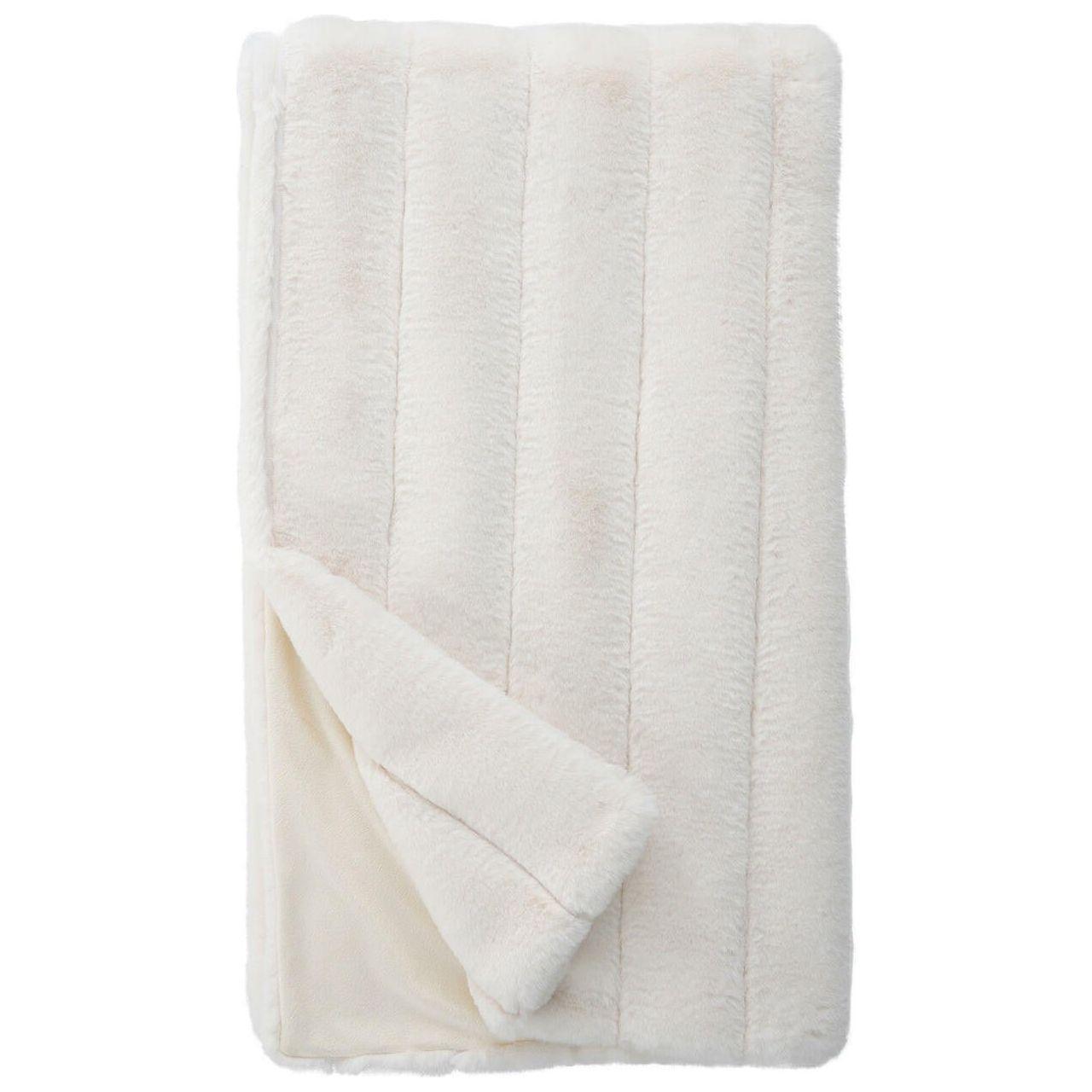 Ivory Faux Fur Posh Throw.