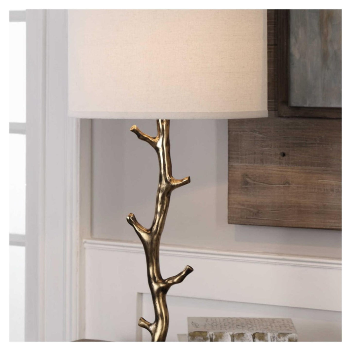 Javor Antiqued Gold Metal Tree Branch Table Lamp.