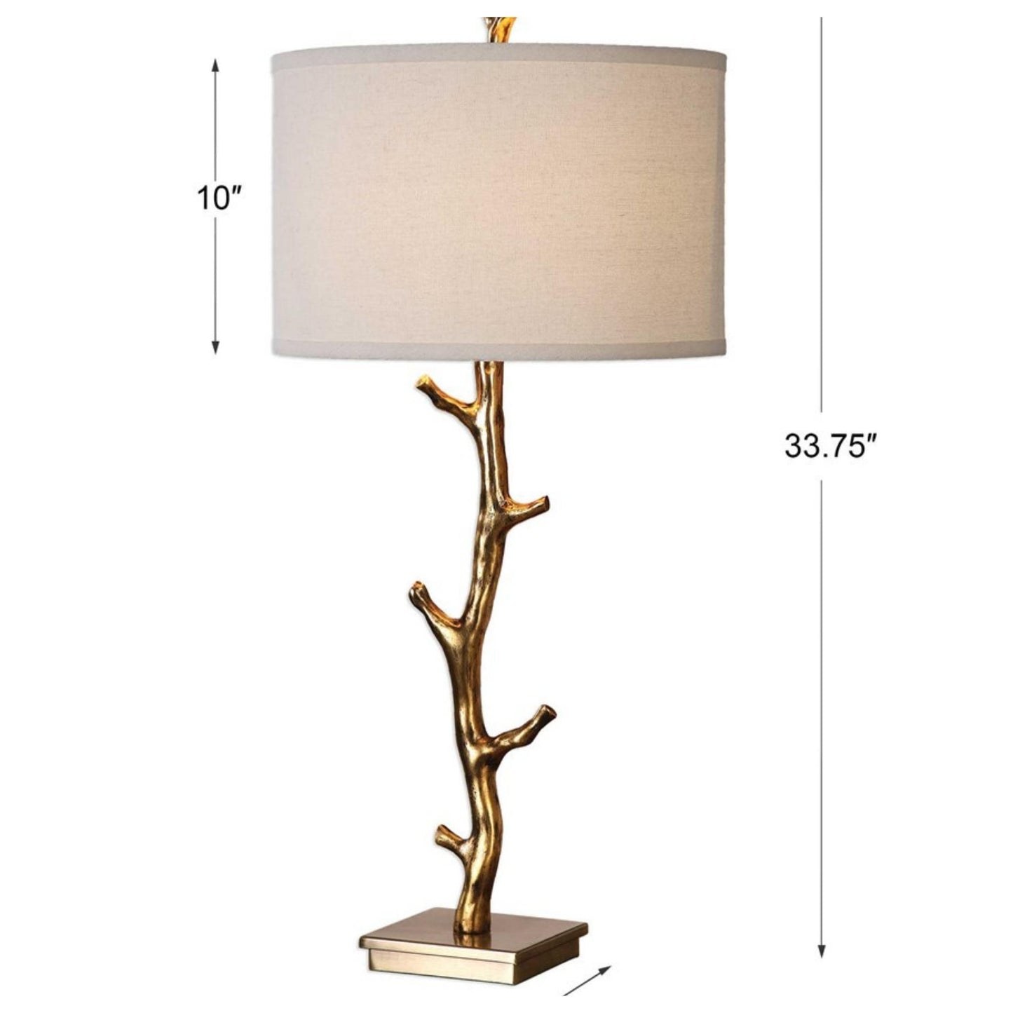 Javor Antiqued Gold Metal Tree Branch Table Lamp.