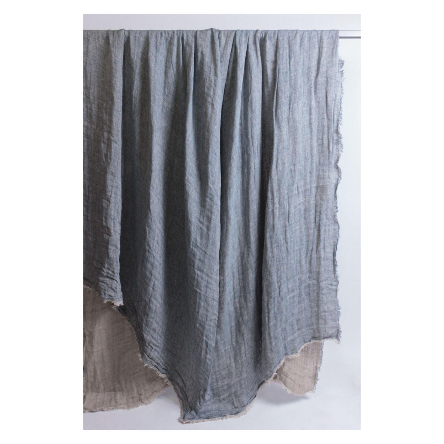 Kent Linen Bedspread - Peacock/Natural.