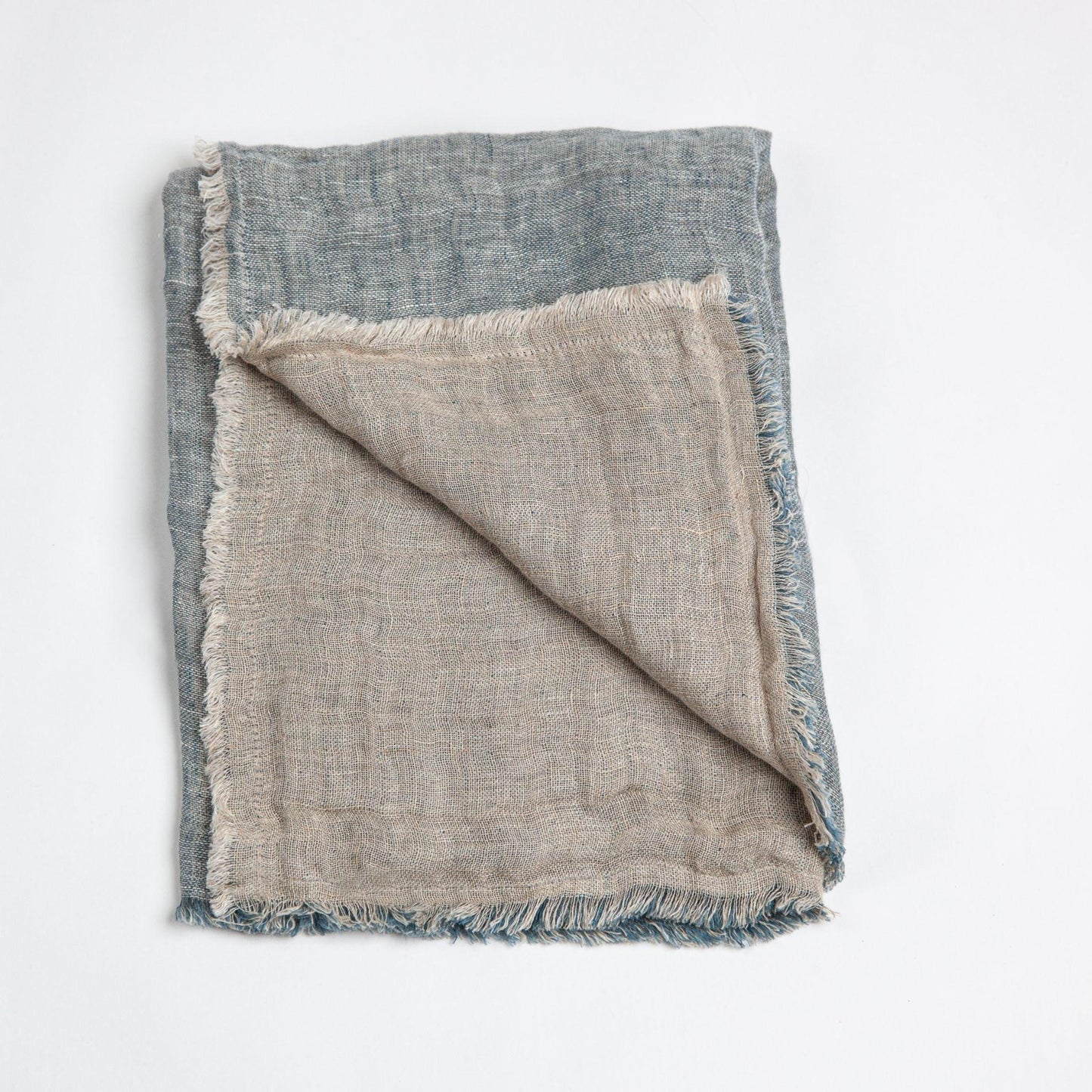 Kent Linen Bedspread - Peacock/Natural.