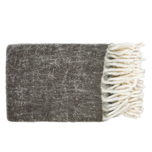 Kilkenny Charcoal and Cream Fringe Throw Blanket - #shop_name Throws