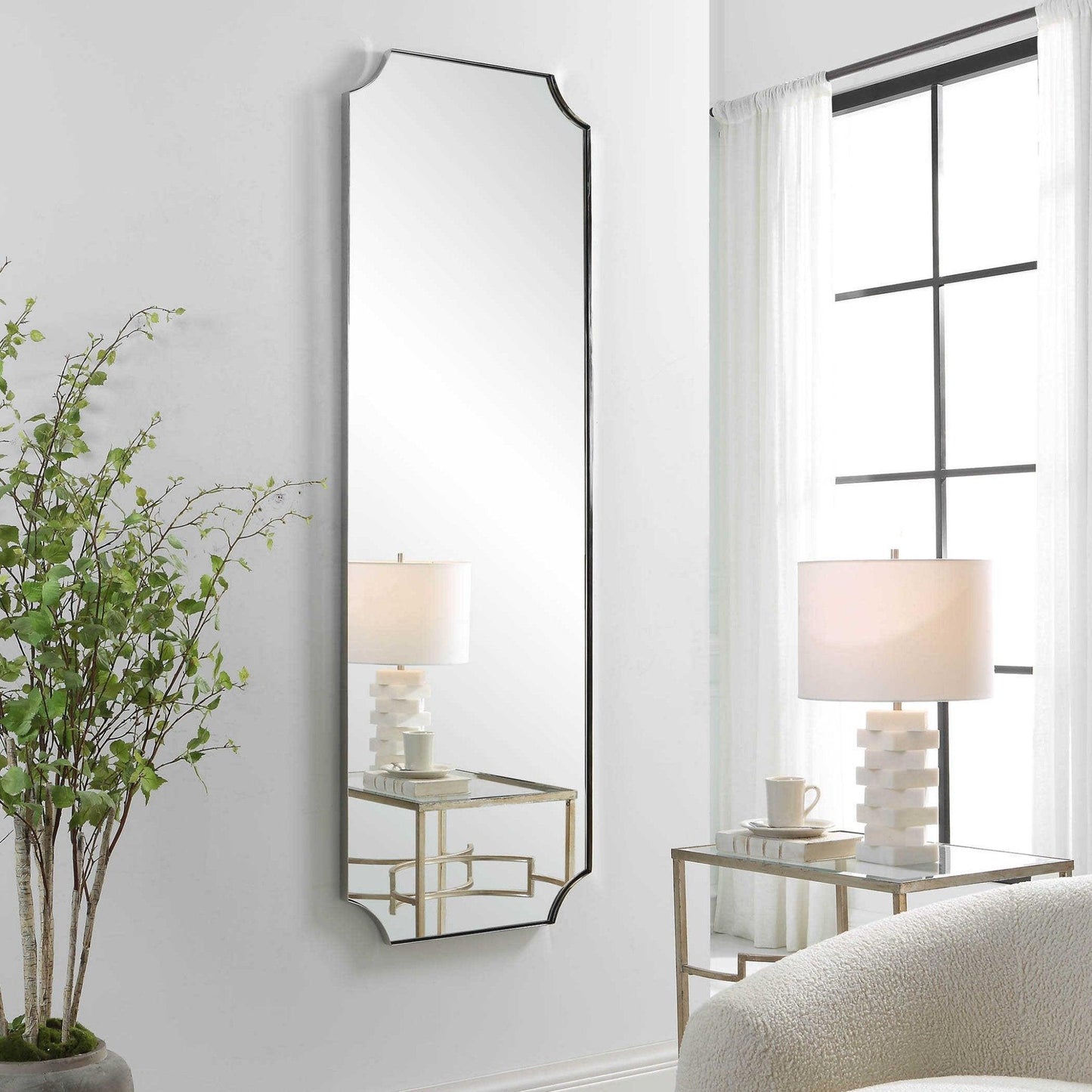Lennox Tall Mirror, Nickel.