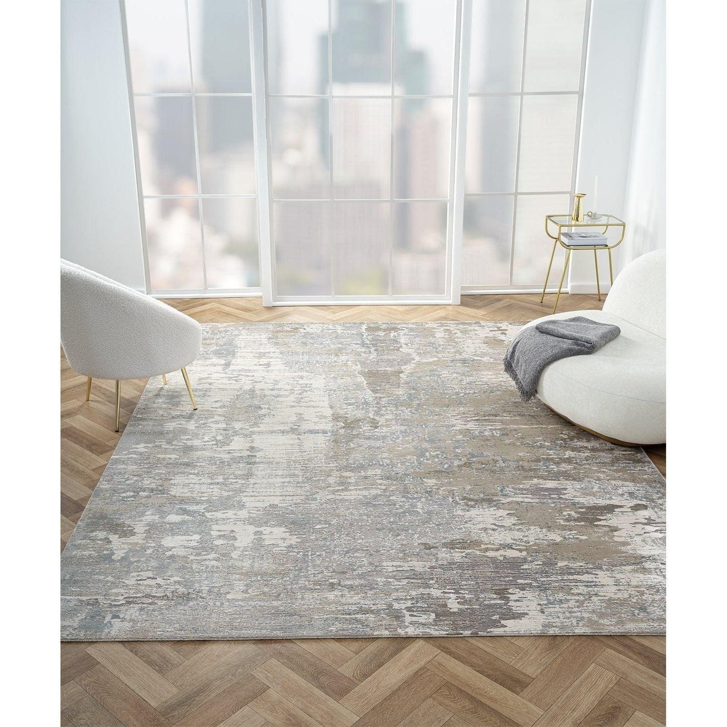 OI Kingsley Earth Tones/Greys Power Loomed Rug.