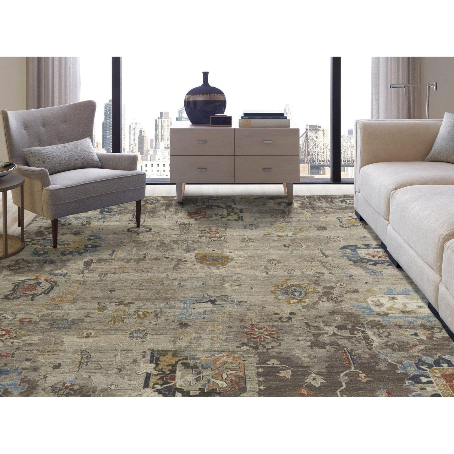 OI Oberoi Camel/Brown Hand Knotted Rug.