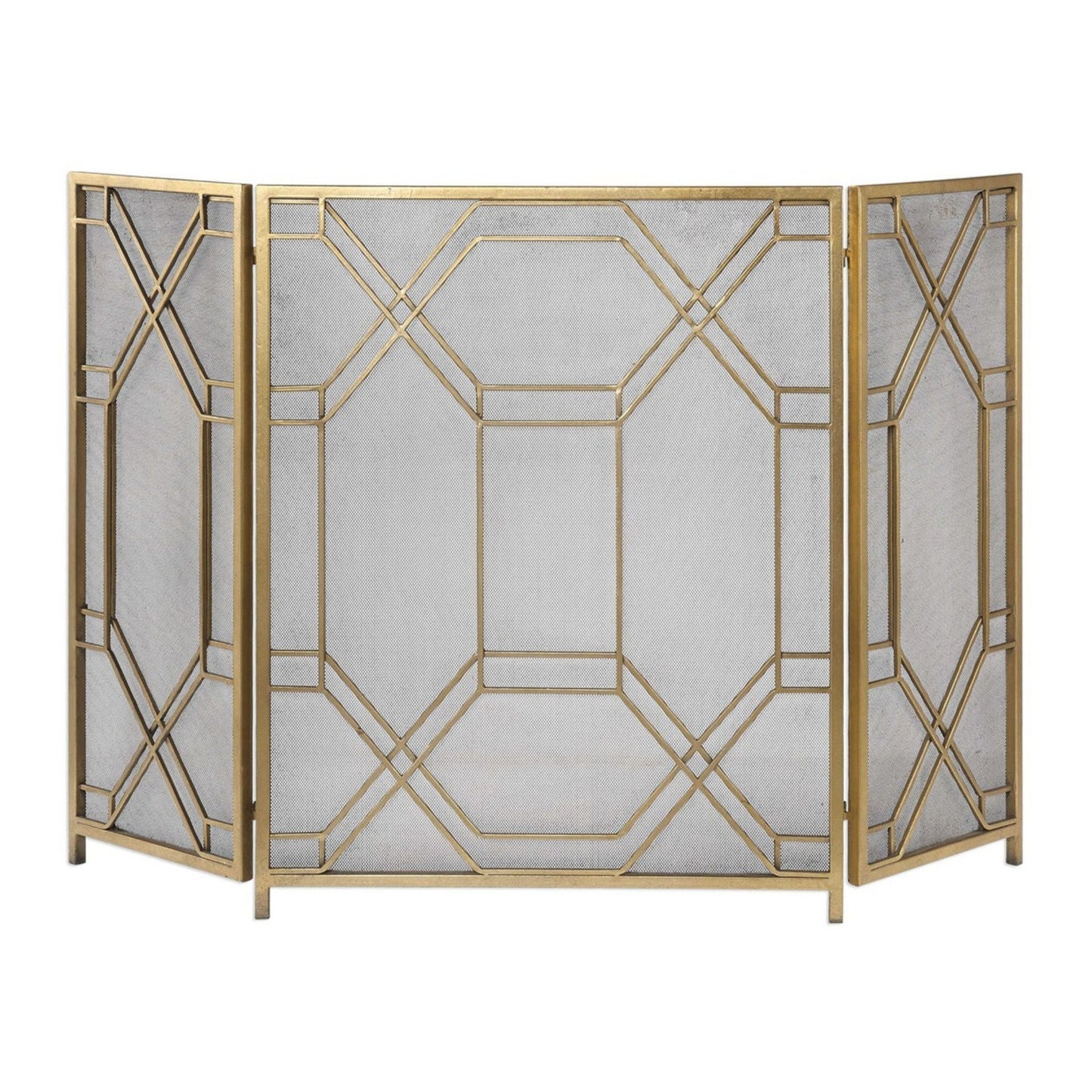 Rosen Fireplace Screen - Antiqued Gold Leaf.