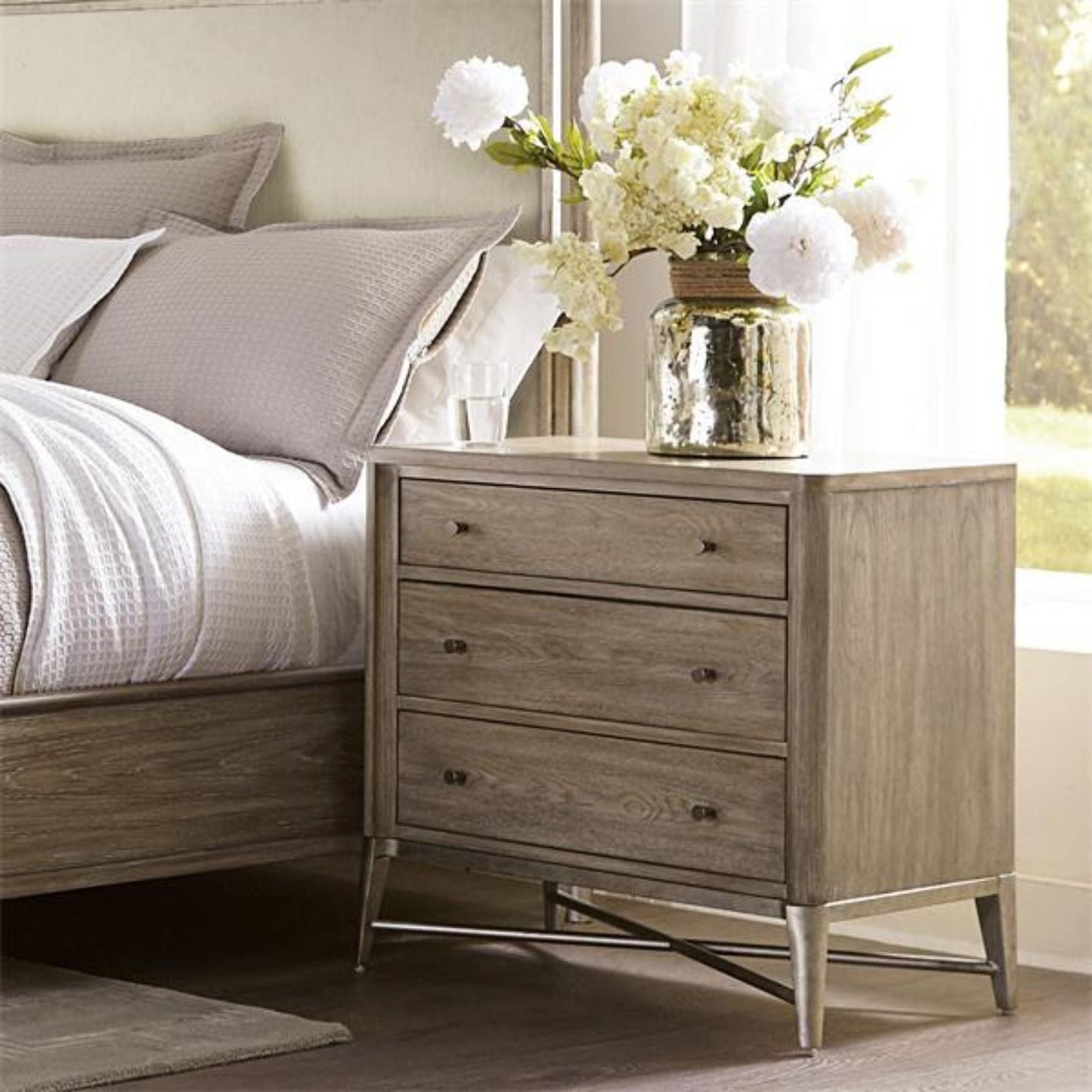 Sophie Three Drawer Nightstand.
