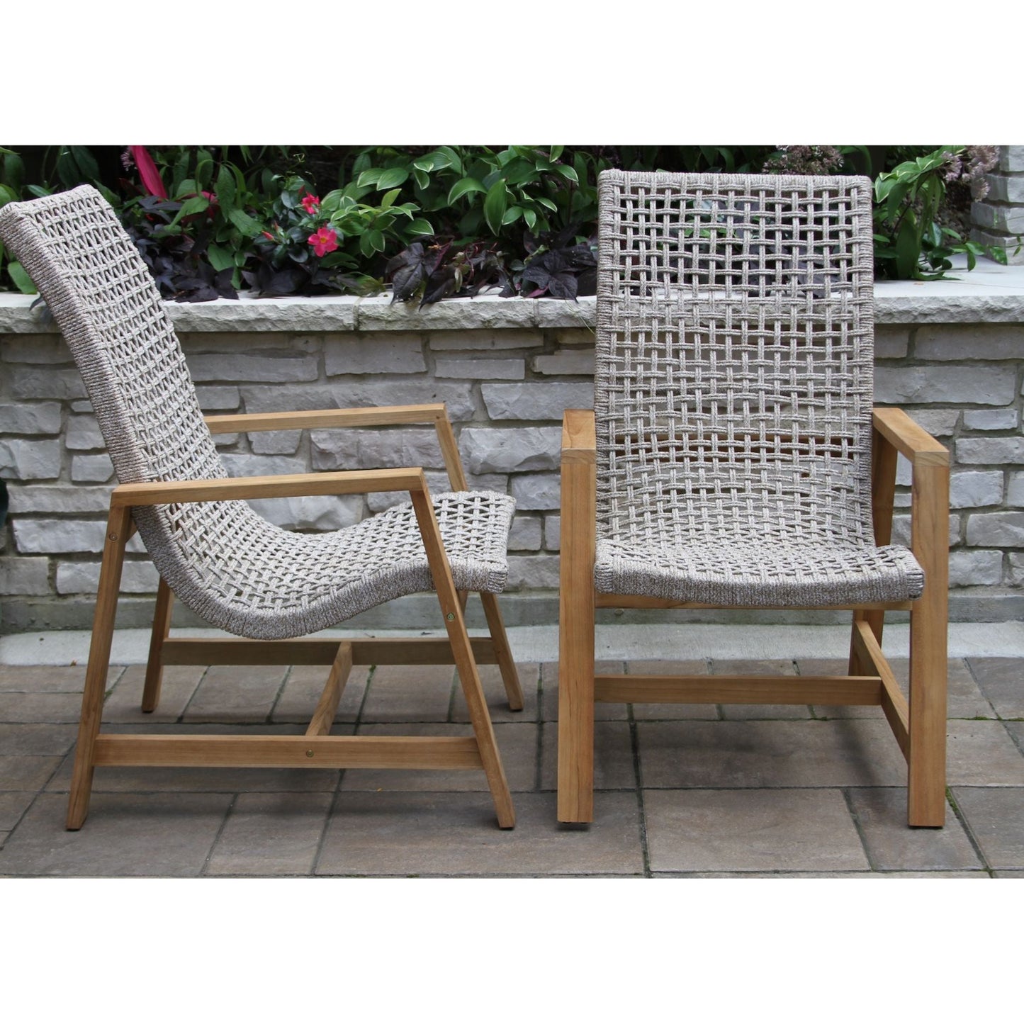 Teak & Rope Basket Loungers (Sold as Pair).