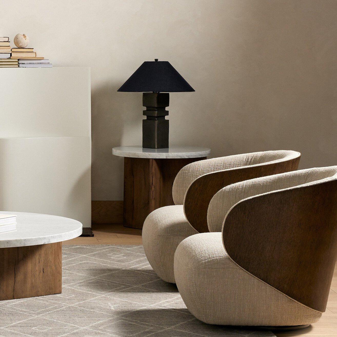 Toli End Table - Italian White Marble.