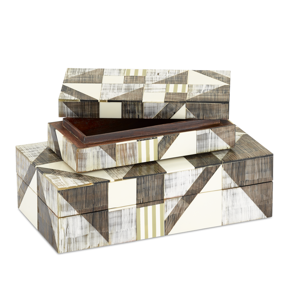 
                      
                        Modernist Bone & Horn Boxes Set of 2.
                      
                    