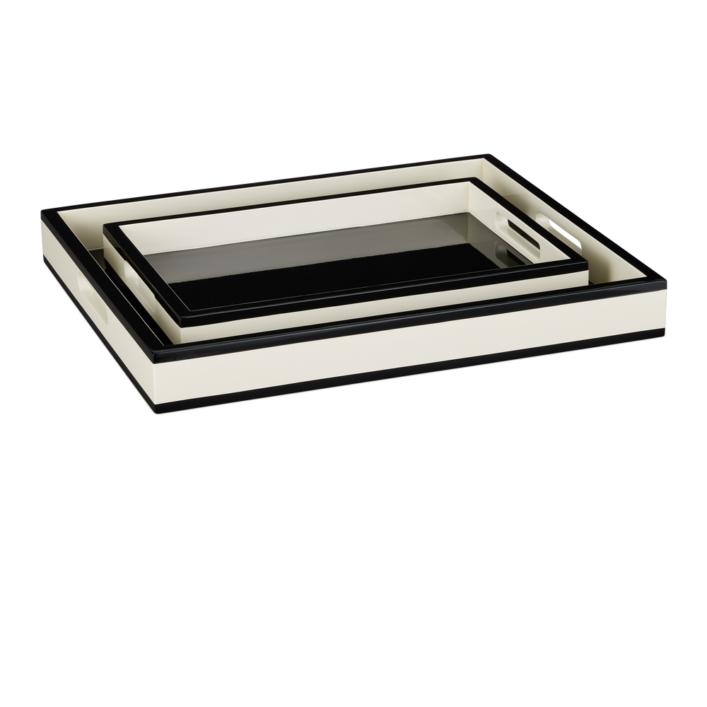 
                      
                        Ivory Lacquer Tray Set of 2.
                      
                    
