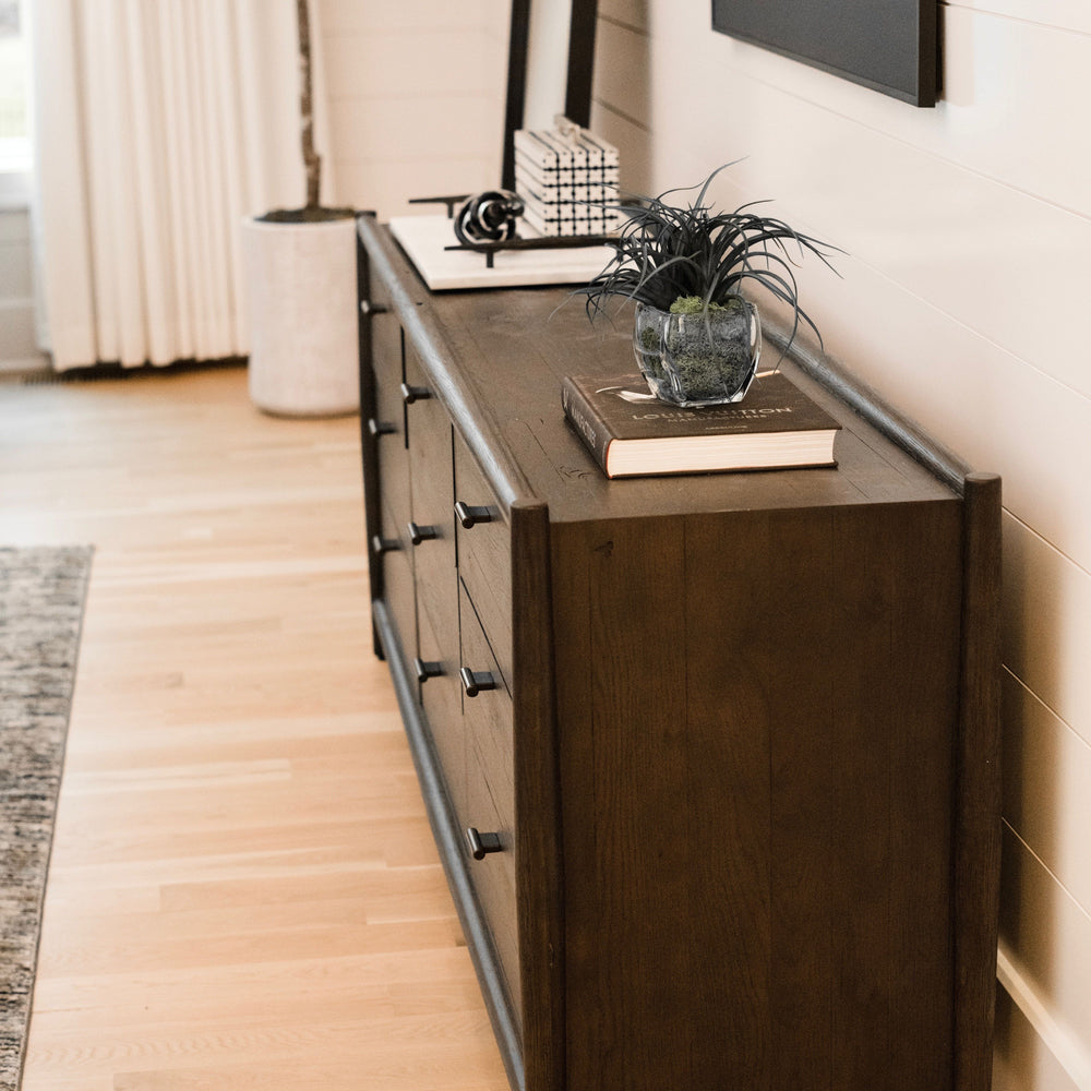 
                      
                        Glenview 9 Drawer Dresser - Cracked Smoked Black Veneer
                      
                    