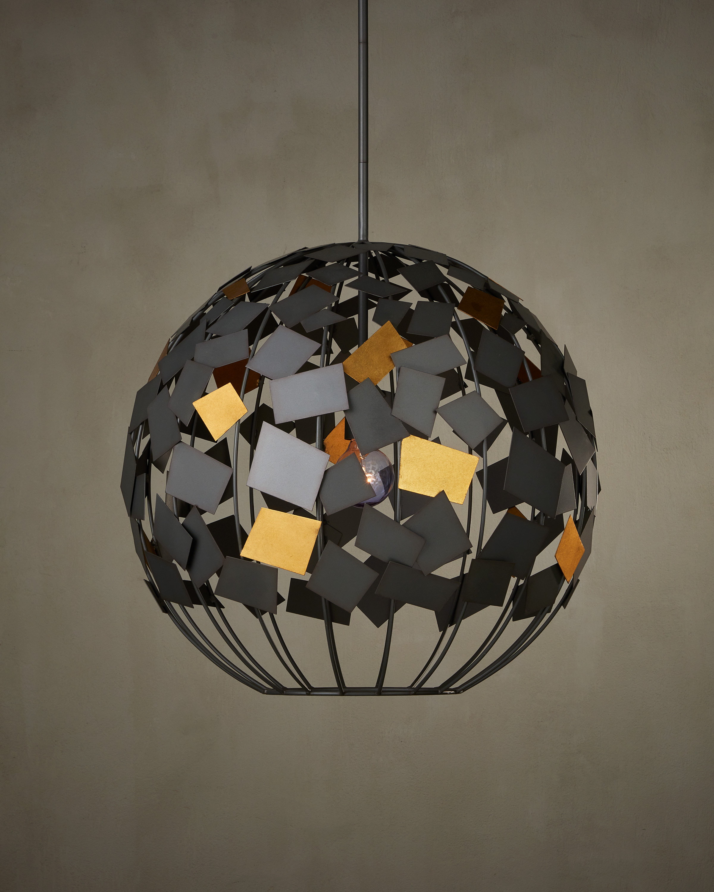 Moon Night Gray & Gold Orb Chandelier - Thumbnail 4