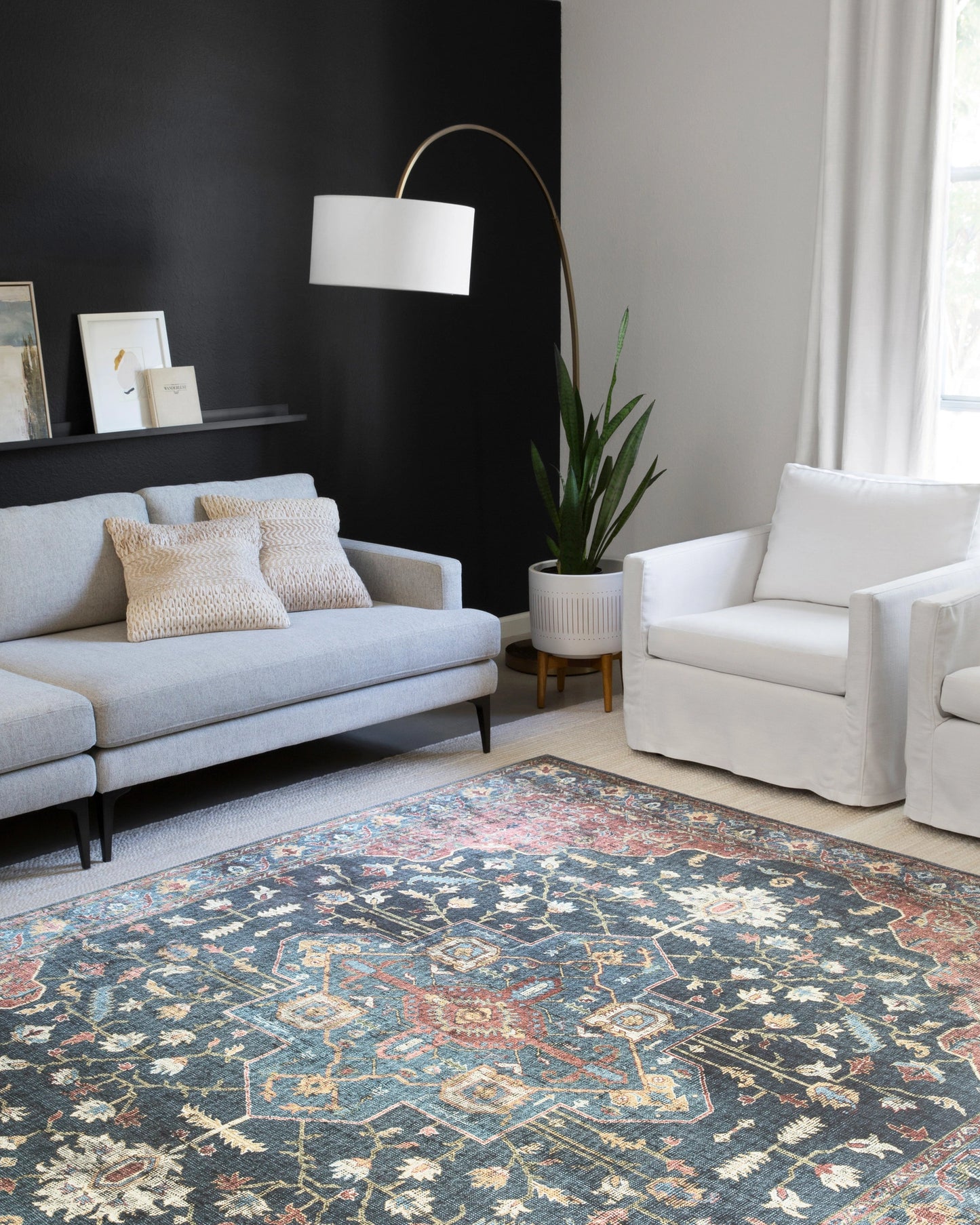 Loloi Skye Denim / Brick 5'-0" x 7'-6" Area Rug