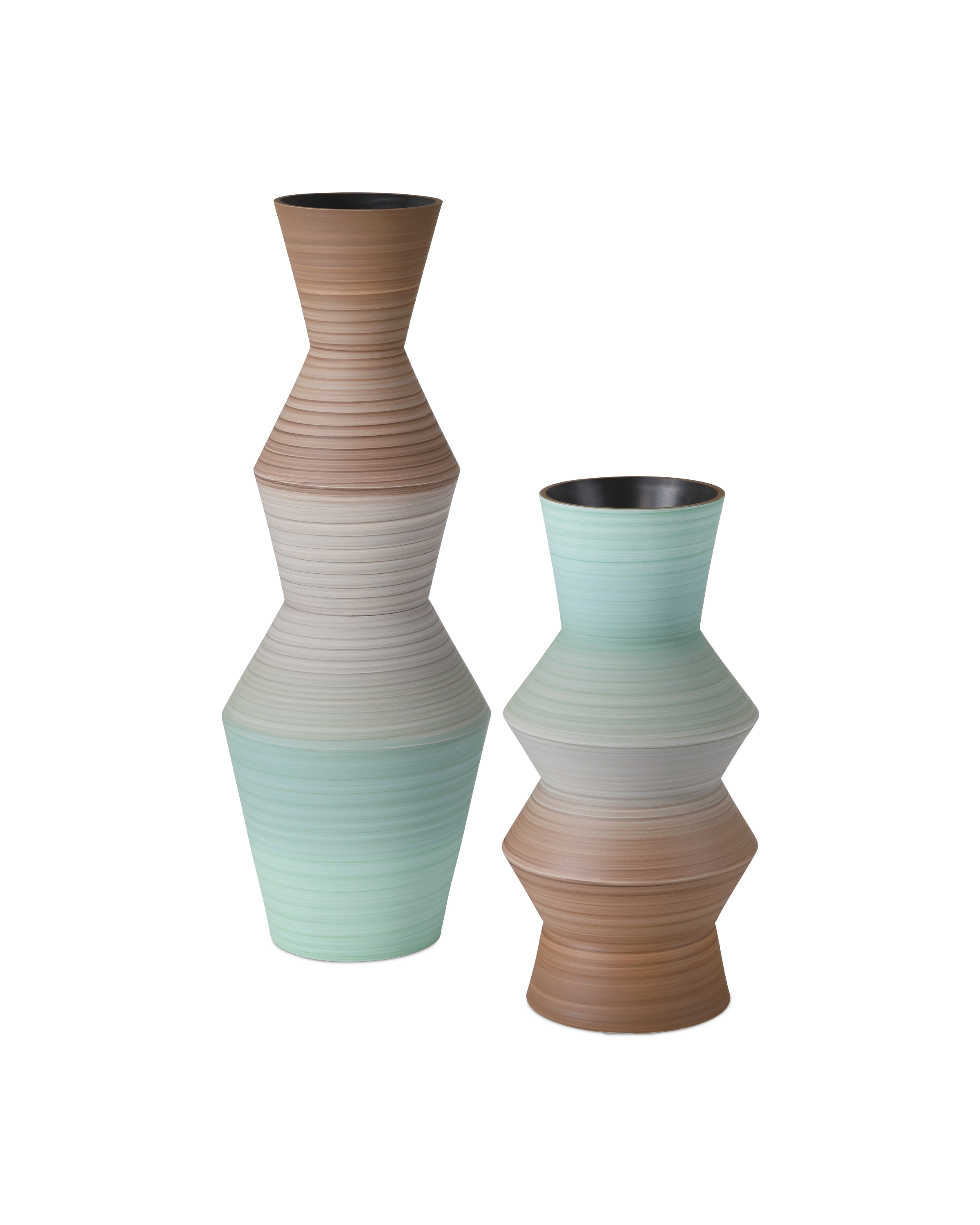 Happy 80's Brown & Pale Blue Vase Set of 2