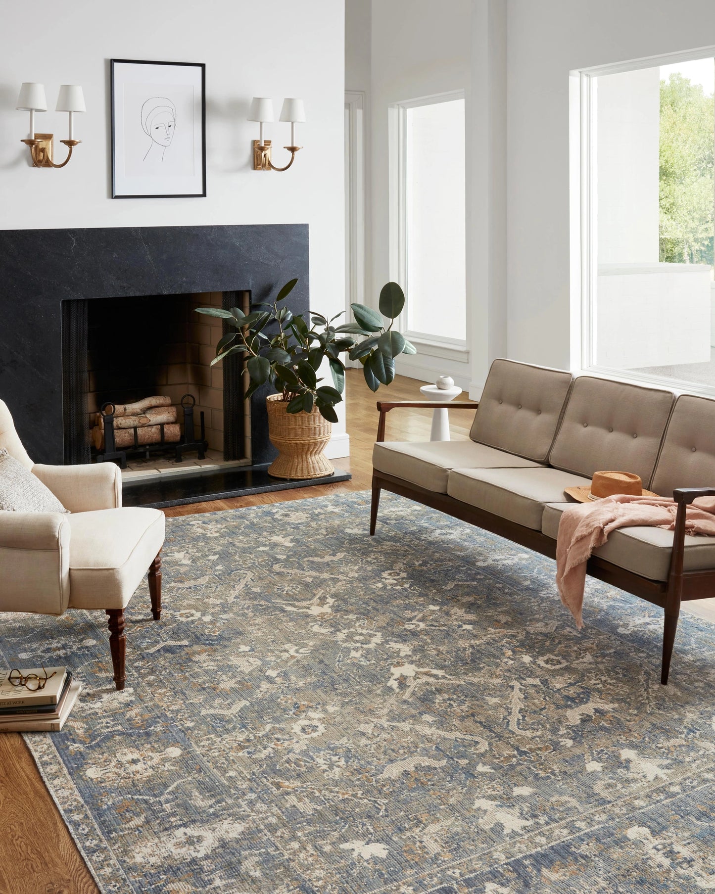 Chris Loves Julia x Loloi Rosemarie Sand / Lagoon 2'-7" x 12'-0" Runner Rug