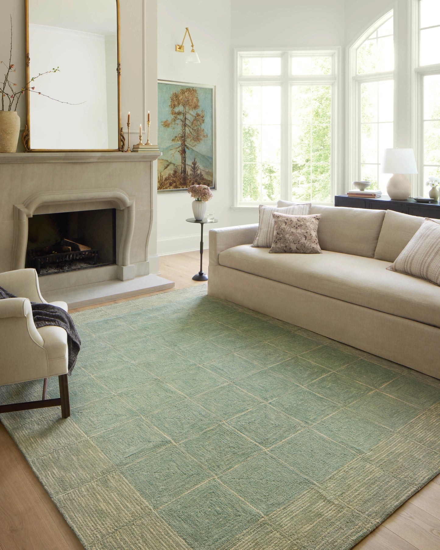 Chris Loves Julia x LoloiFrancis Green / Natural 2'-6" x 7'-6" Runner Rug