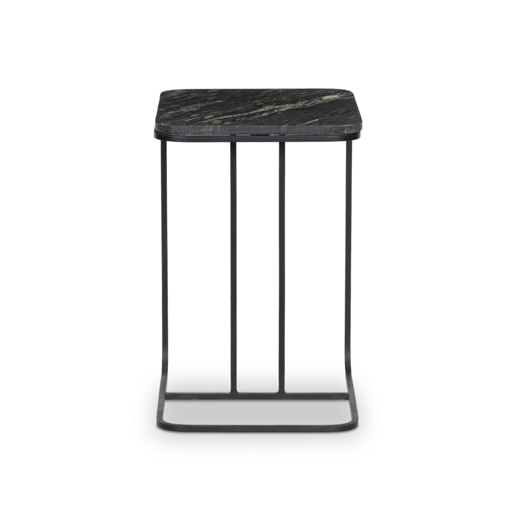 Adalley C Table - Polished Black Marble