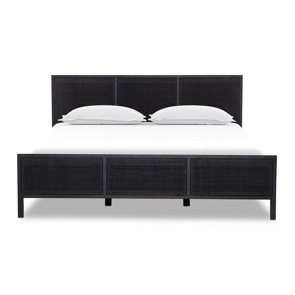 Sydney King Bed - Black Wash with Black Cane