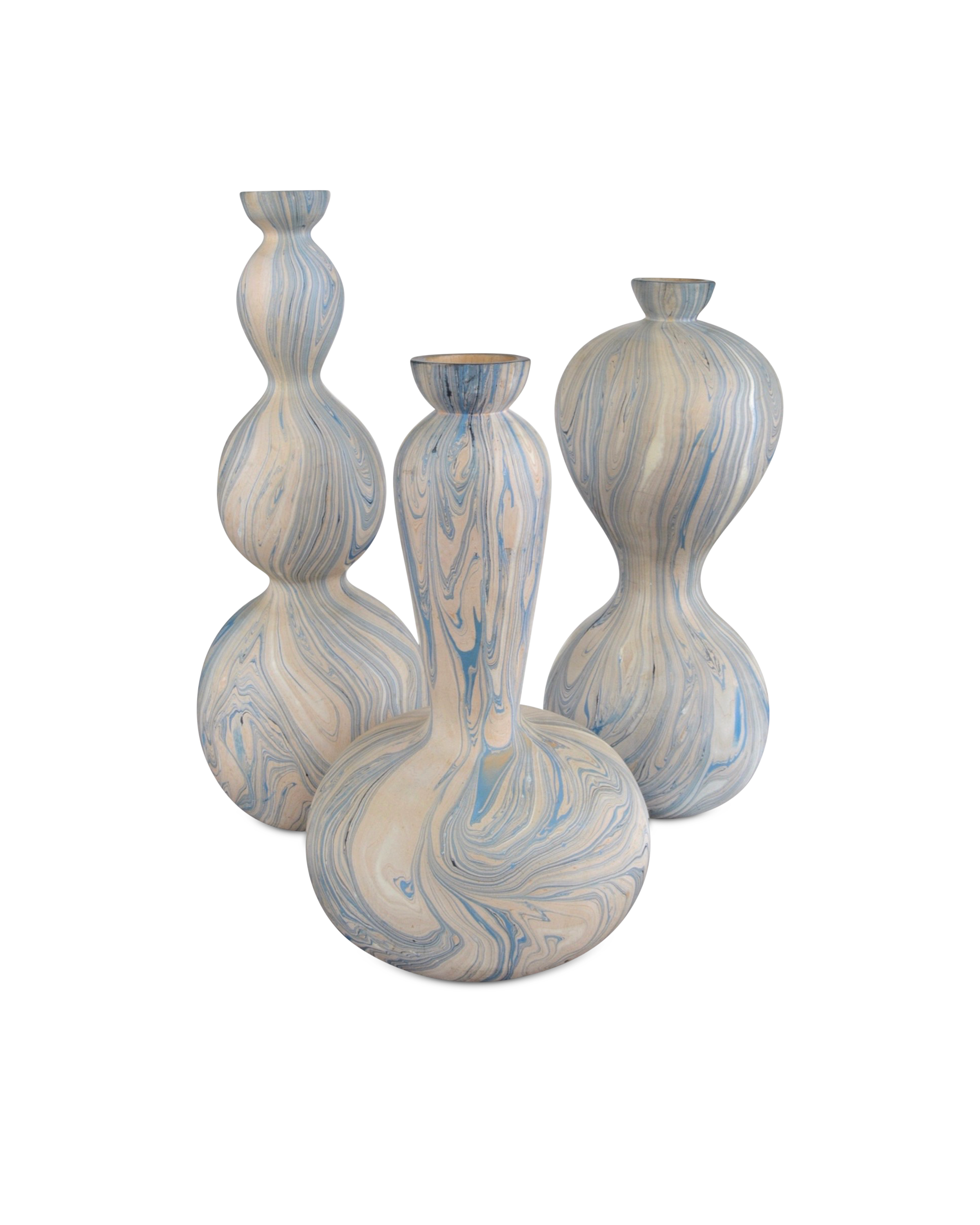 Calm Sea Marbleized Vase Set of 3 - Thumbnail 2