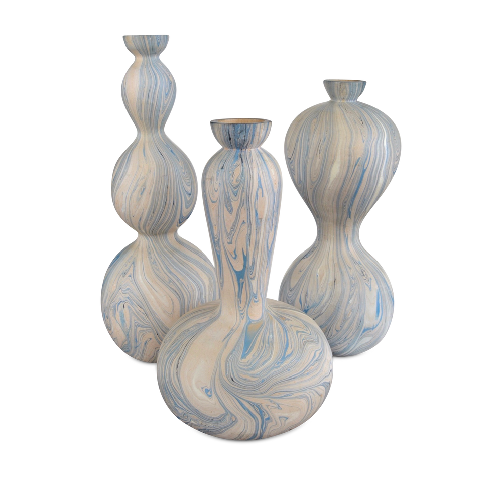 Calm Sea Marbleized Vase Set of 3.