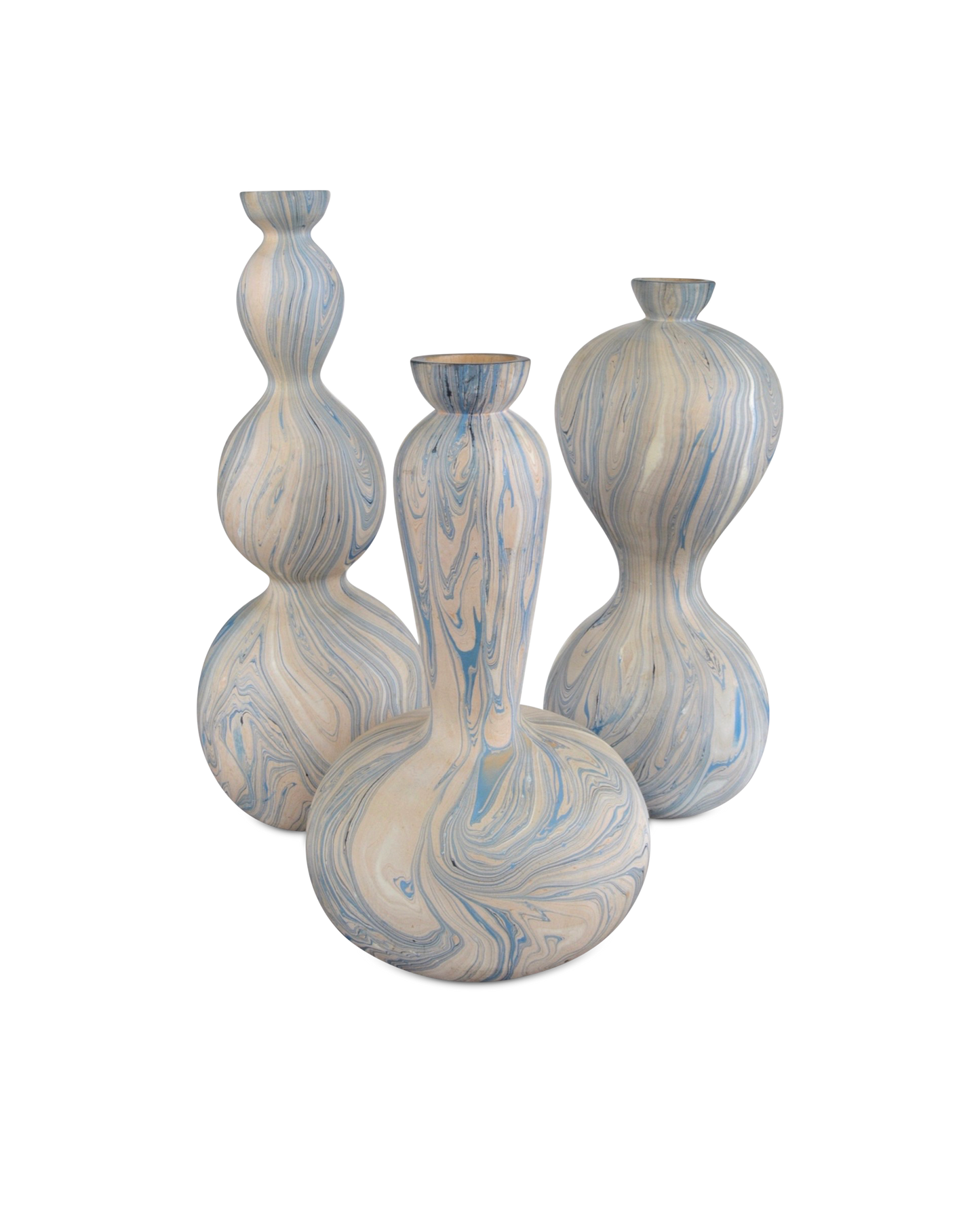 Calm Sea Marbleized Vase Set of 3.