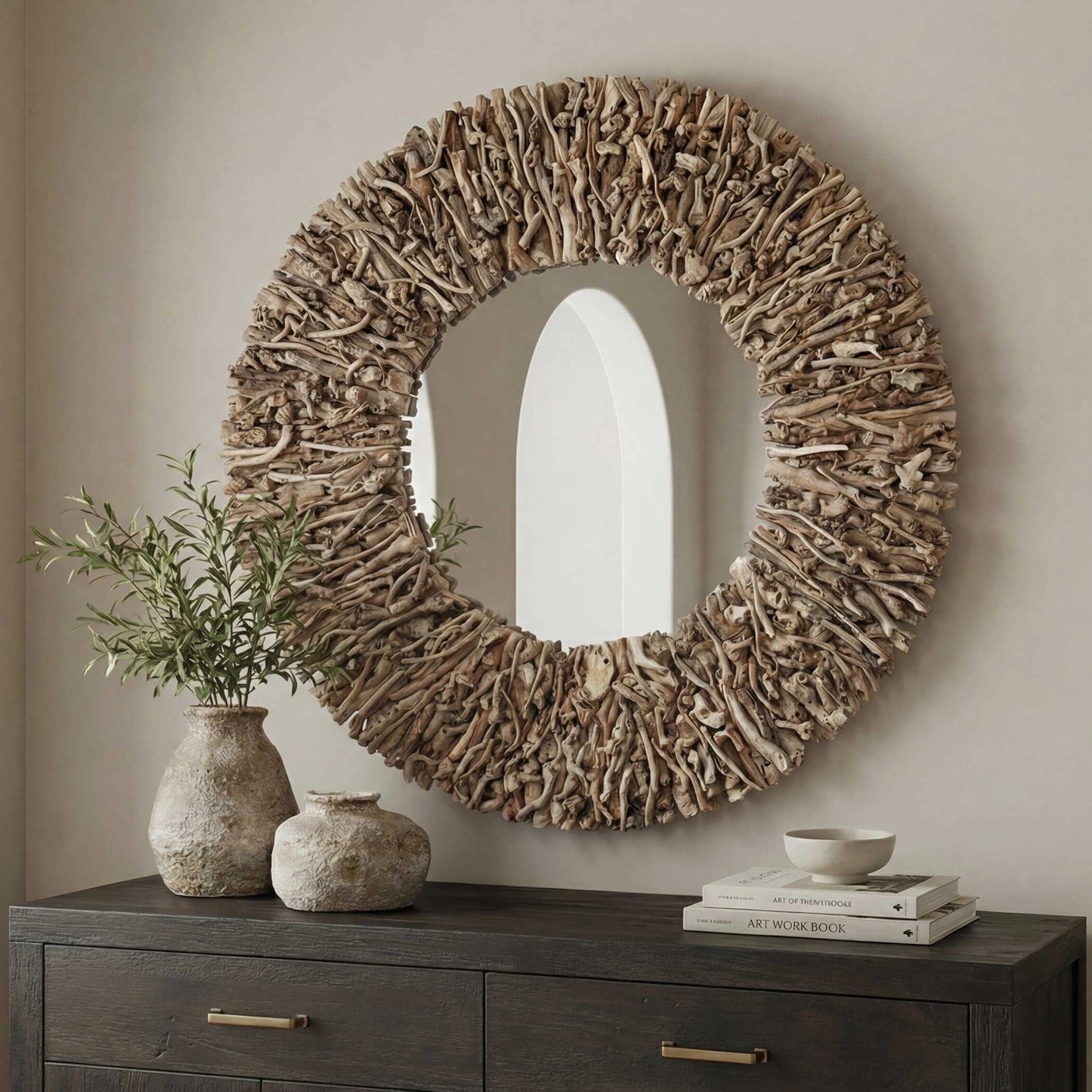 Uttermost Rossetti Round Interwoven Wood Mirror