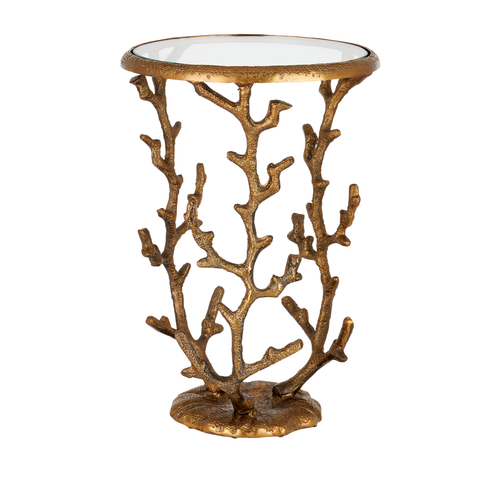 Coral Brass Accent Table