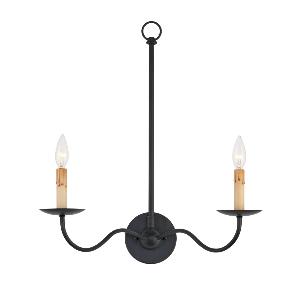 Saxon Double-Light Black Wall Sconce