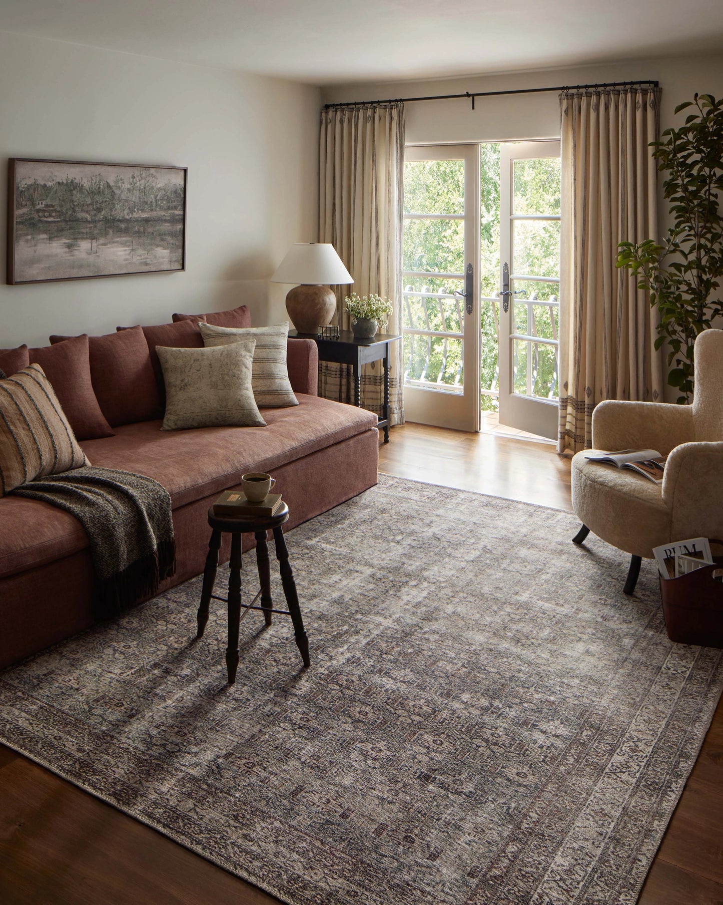Amber Lewis x Loloi Georgie Moss / Bark 7'-6" x 9'-6" Area Rug