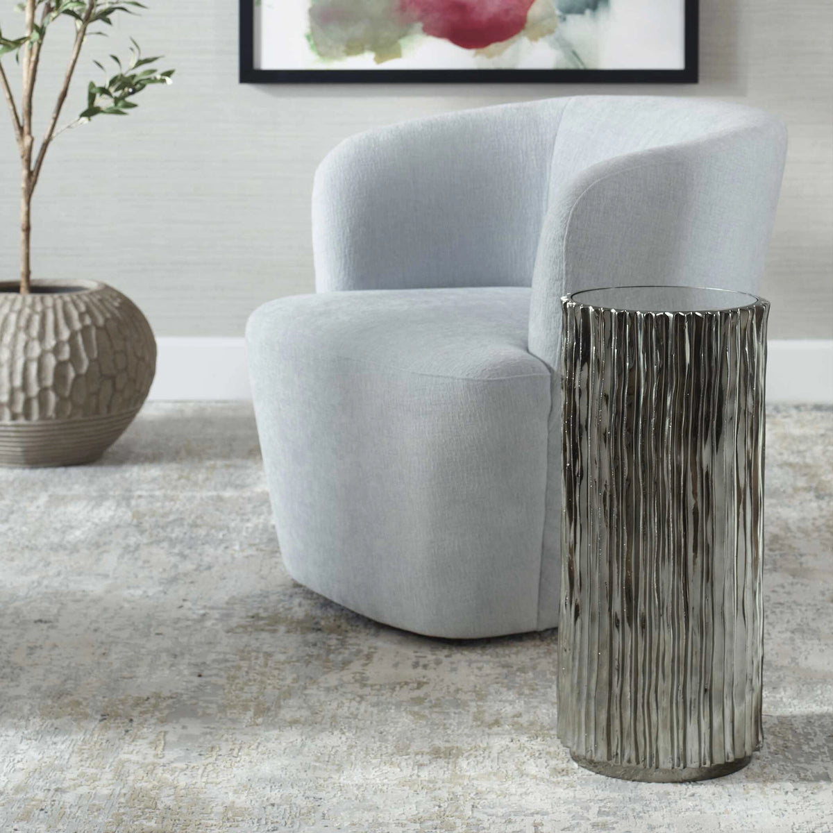 Echo Modern Nickel Drink Table