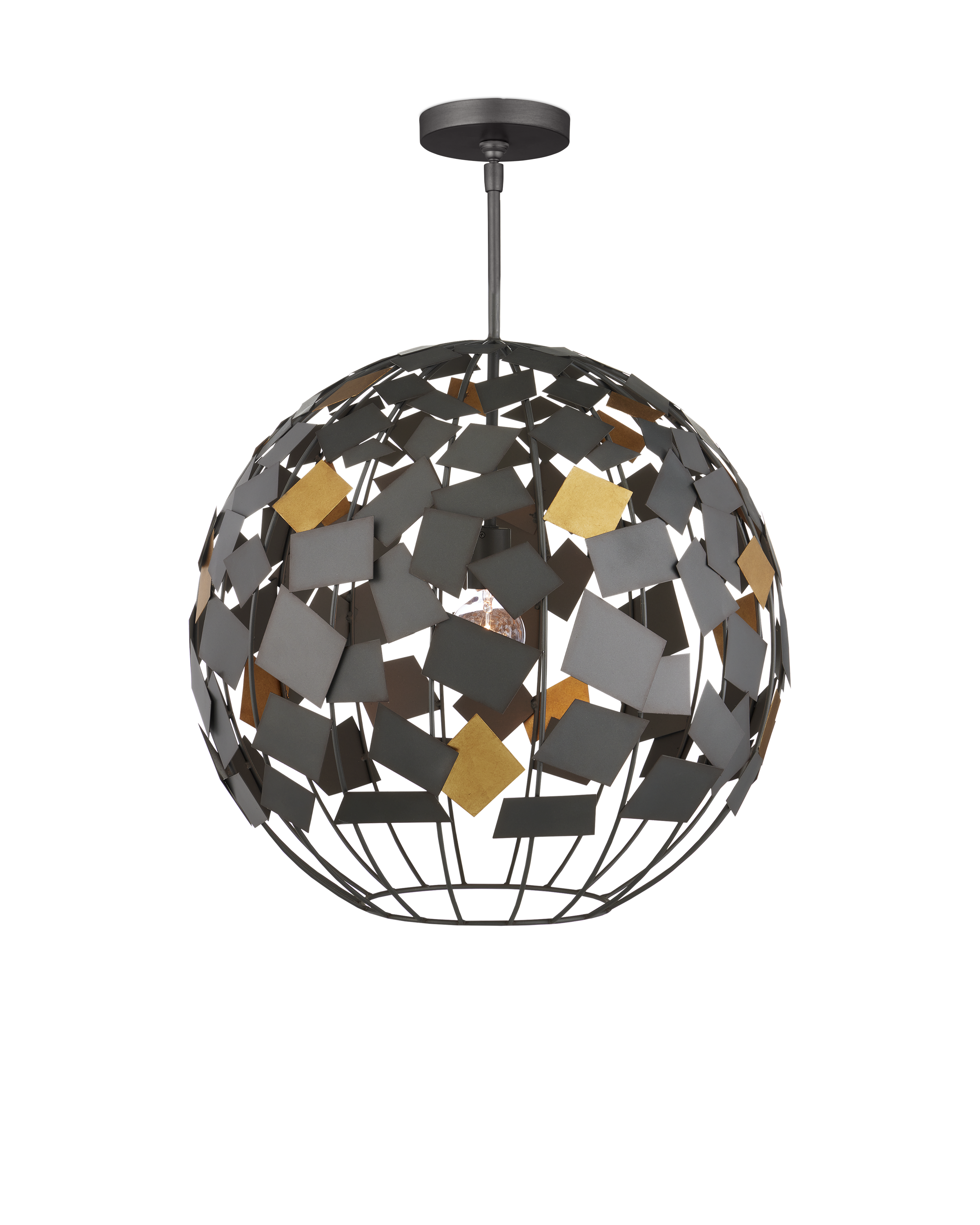 Moon Night Gray & Gold Orb Chandelier