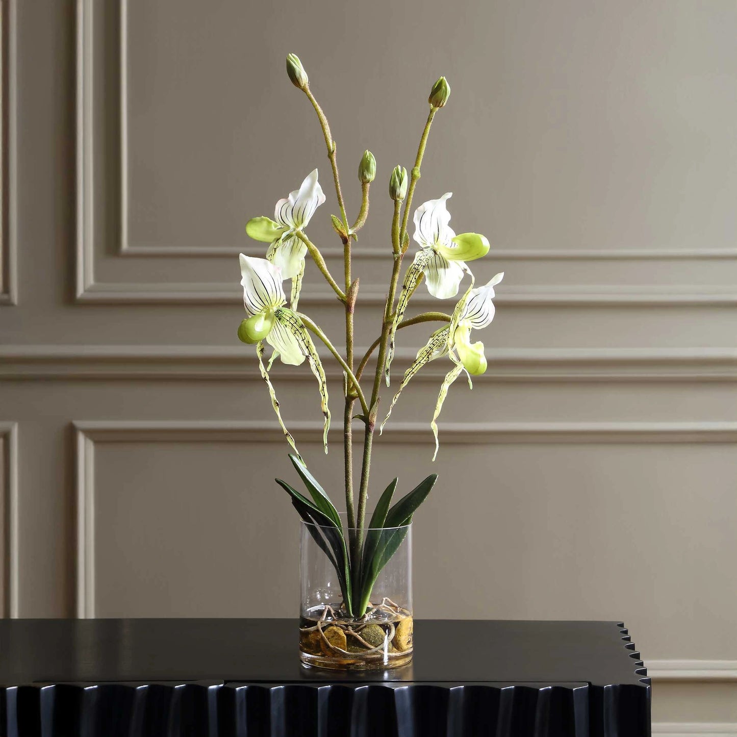 Uttermost Lady Slipper Orchid In Glass Vase